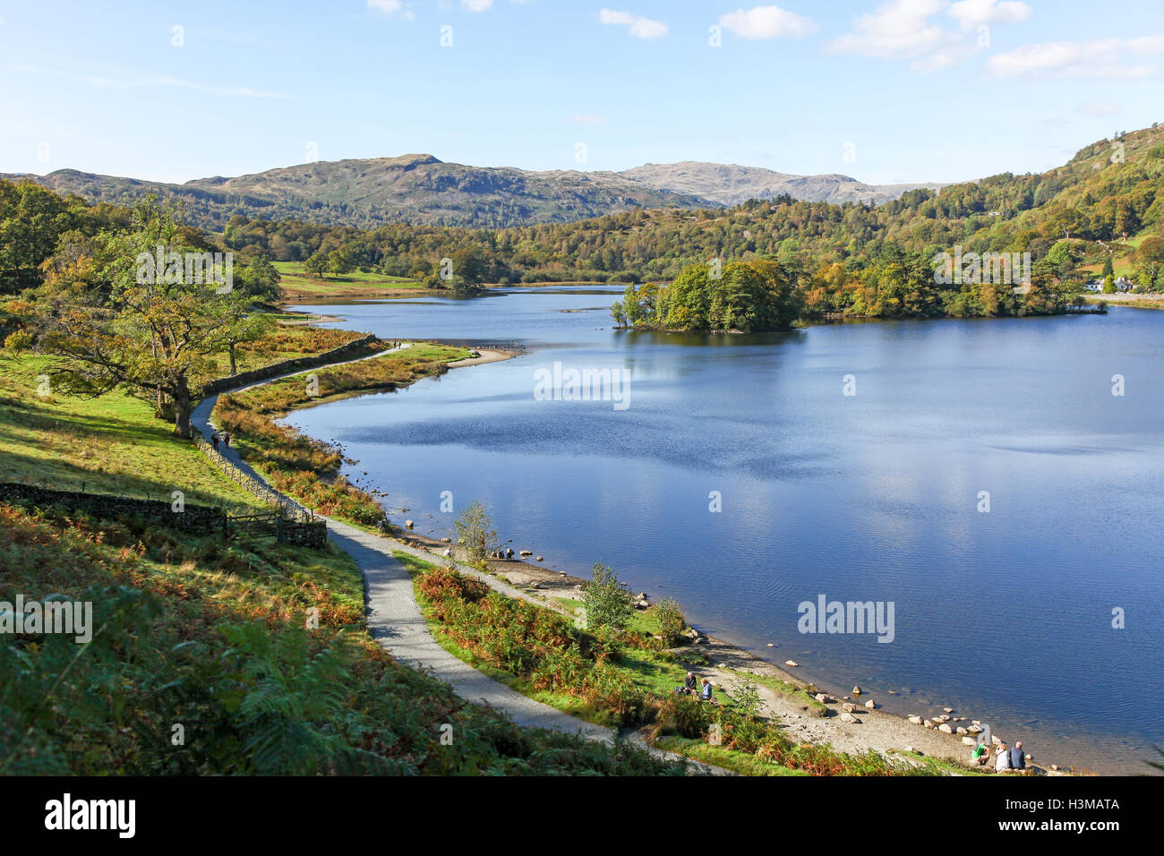 Rydal acqua nel Lake District inglese Parco Nazionale di Cumbria Inghilterra England Regno Unito Foto Stock