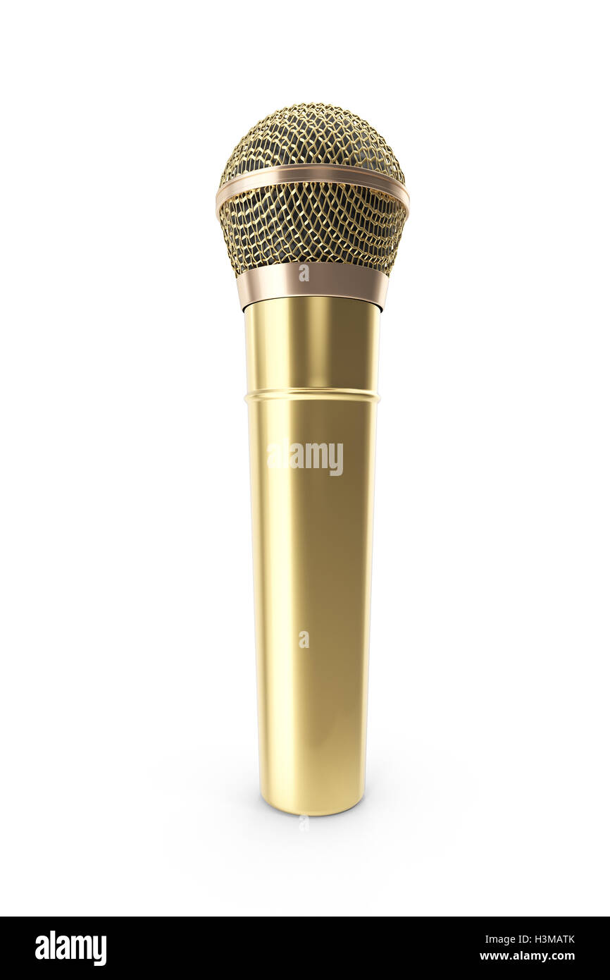 Microfono dorato oro isolato 3d immagini e fotografie stock ad alta  risoluzione - Alamy