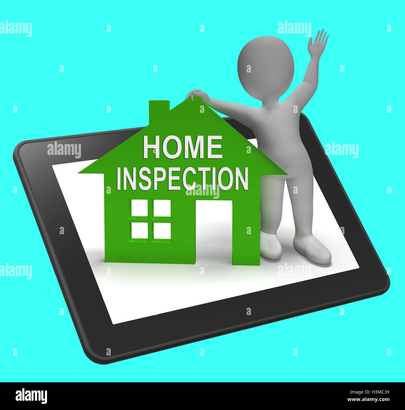 Home Casa di ispezione Tablet mostra esaminare proprietà Close-Up Foto Stock