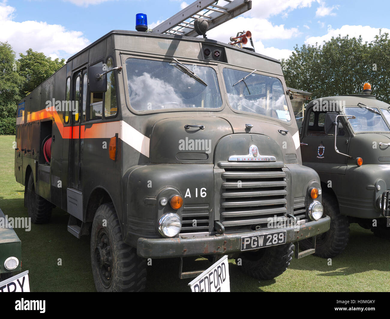 Vintage Bedford army truck sul display a Baston nel weekend di blitz Foto Stock