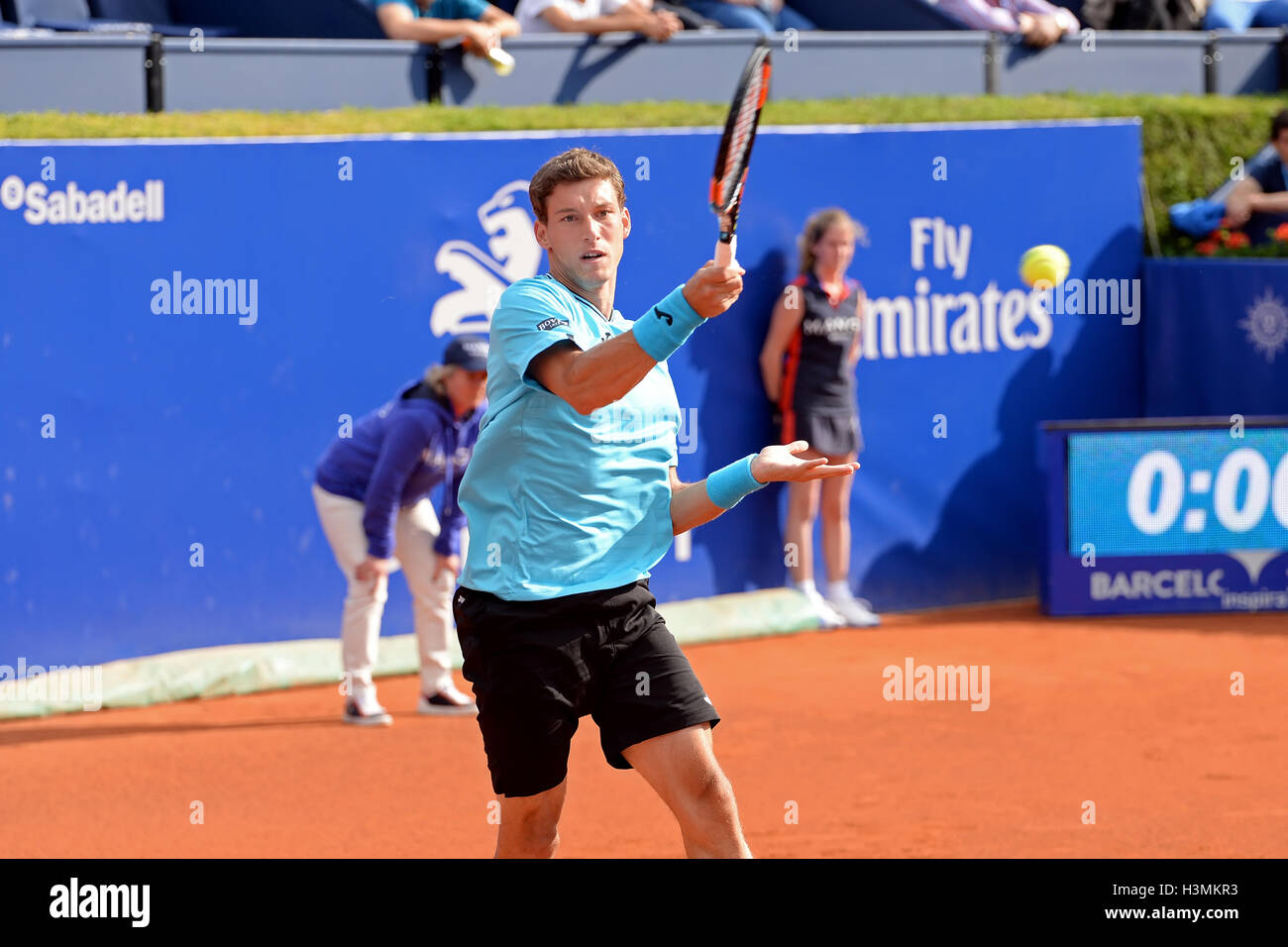 Barcellona - Apr 20: Pablo Carreno Busta (spagnolo giocatore di tennis) svolge in ATP Open di Barcellona. Foto Stock