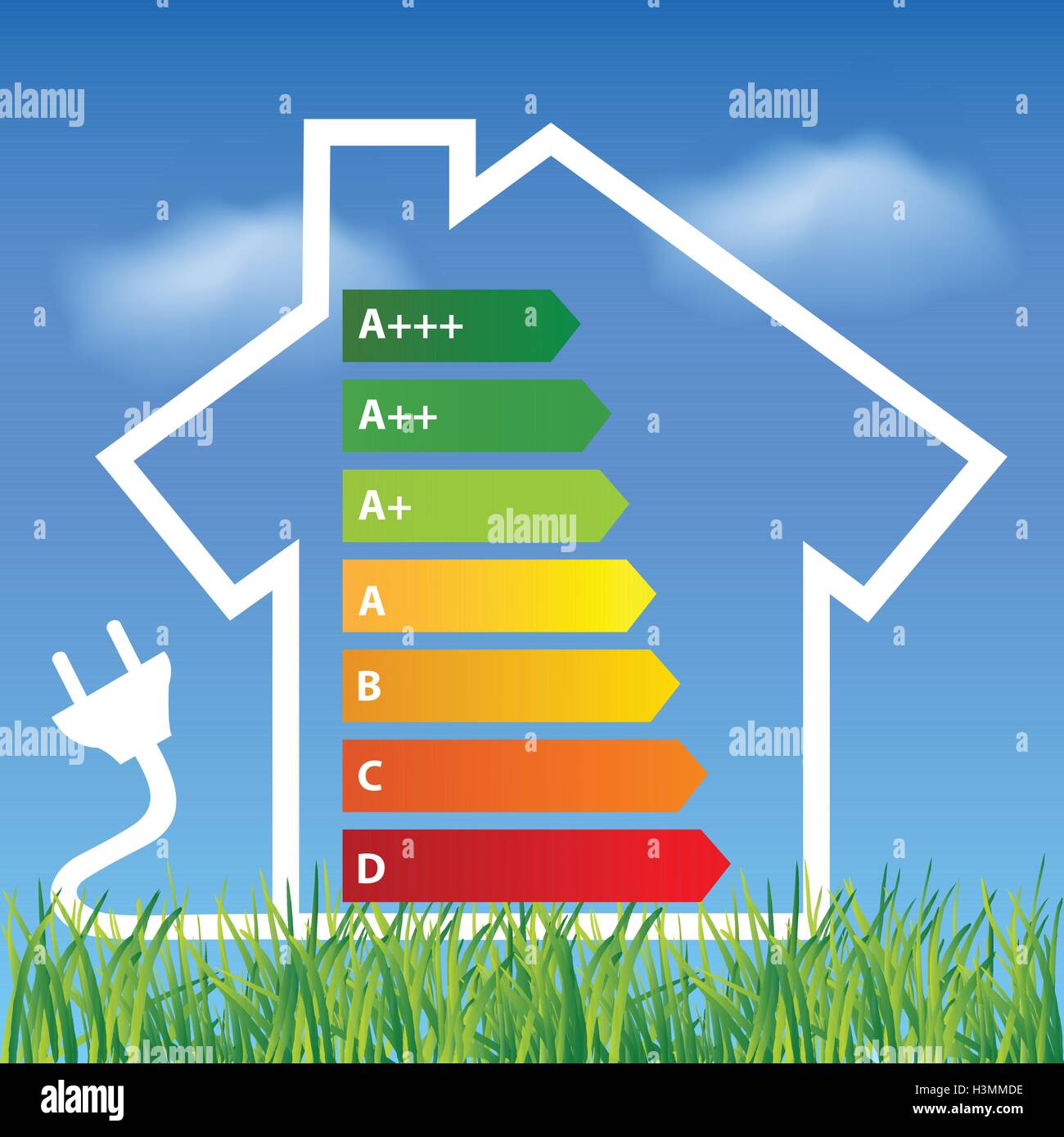 Ambiente Energia.concetto di risparmio energetico Eco casa.Think green concept Illustrazione Vettoriale