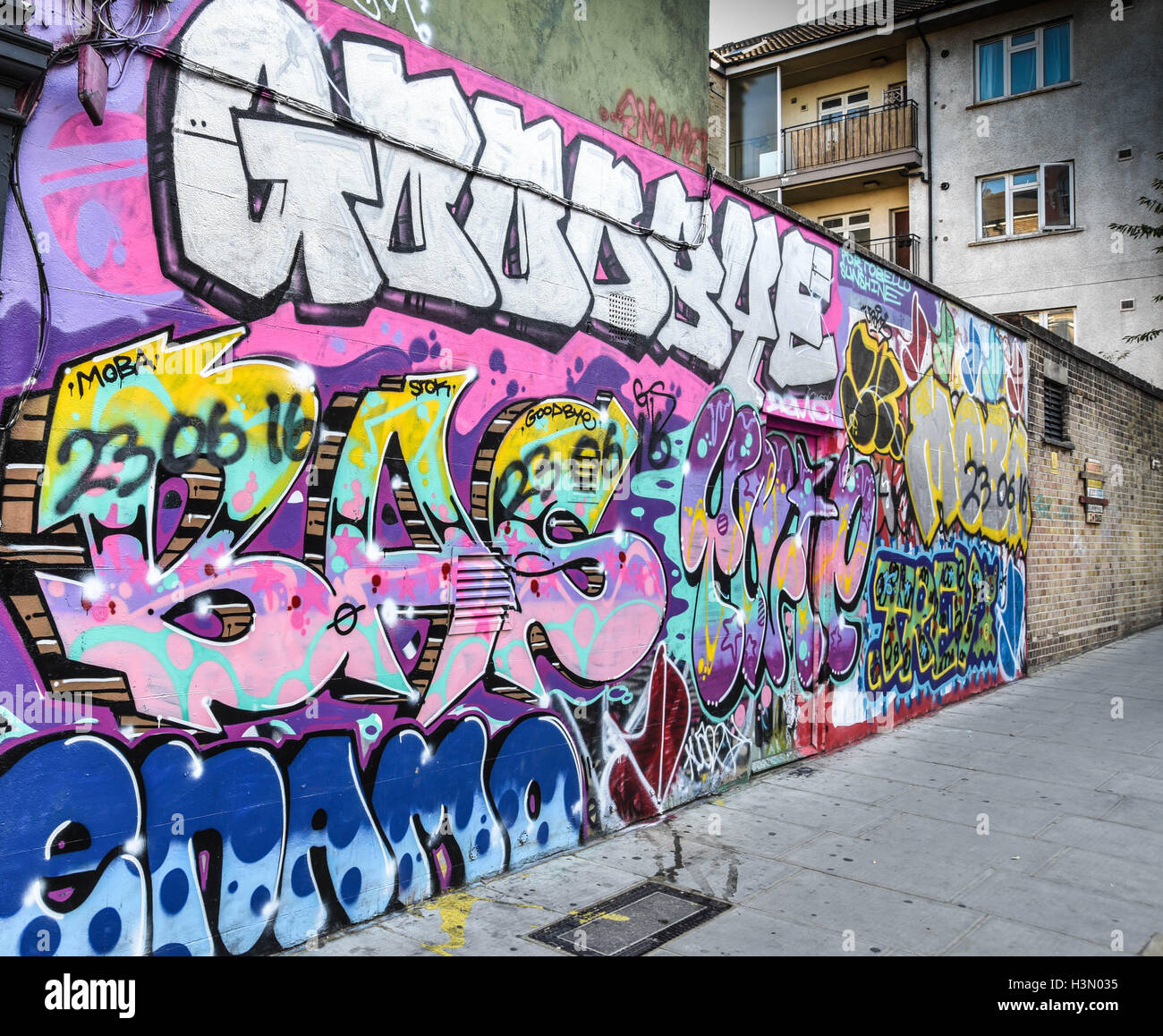I graffiti sulla strada portabello Foto Stock