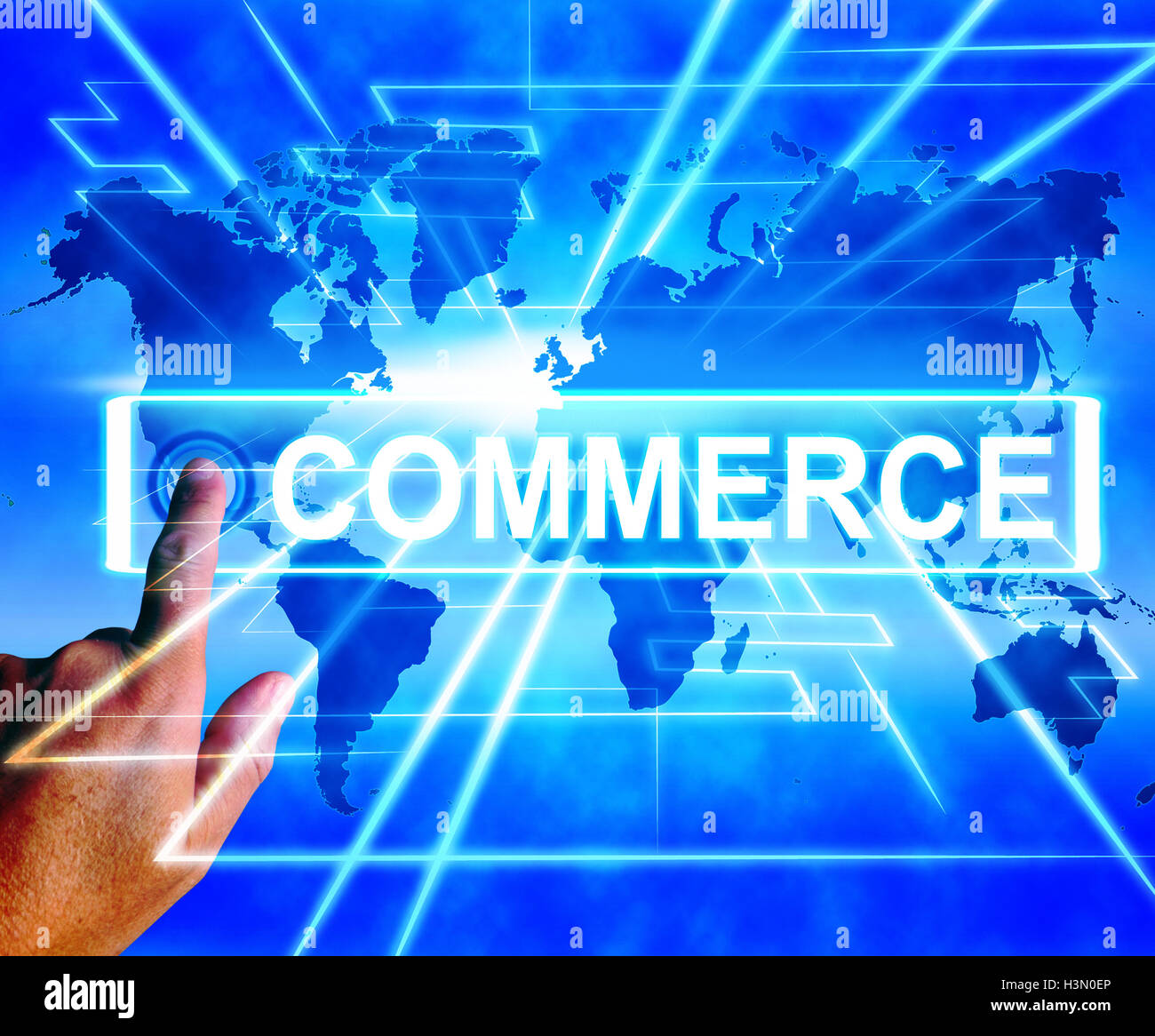 Commerce Visualizza Mappa commerciale internazionale e Bus finanziario Foto Stock