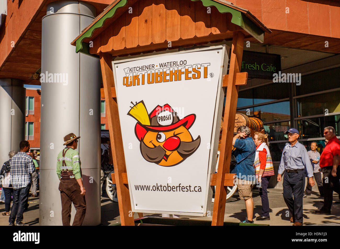 Segno a Oktoberfest festival, Kitchener Canada Foto Stock