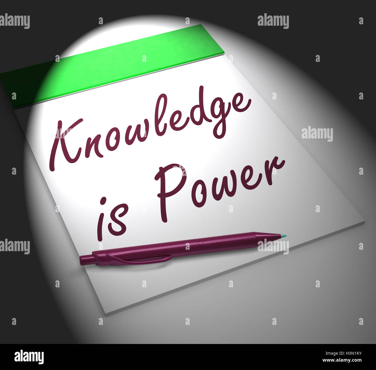 La conoscenza è potere viene visualizzato il notebook di intelletto di successo e Me Foto Stock
