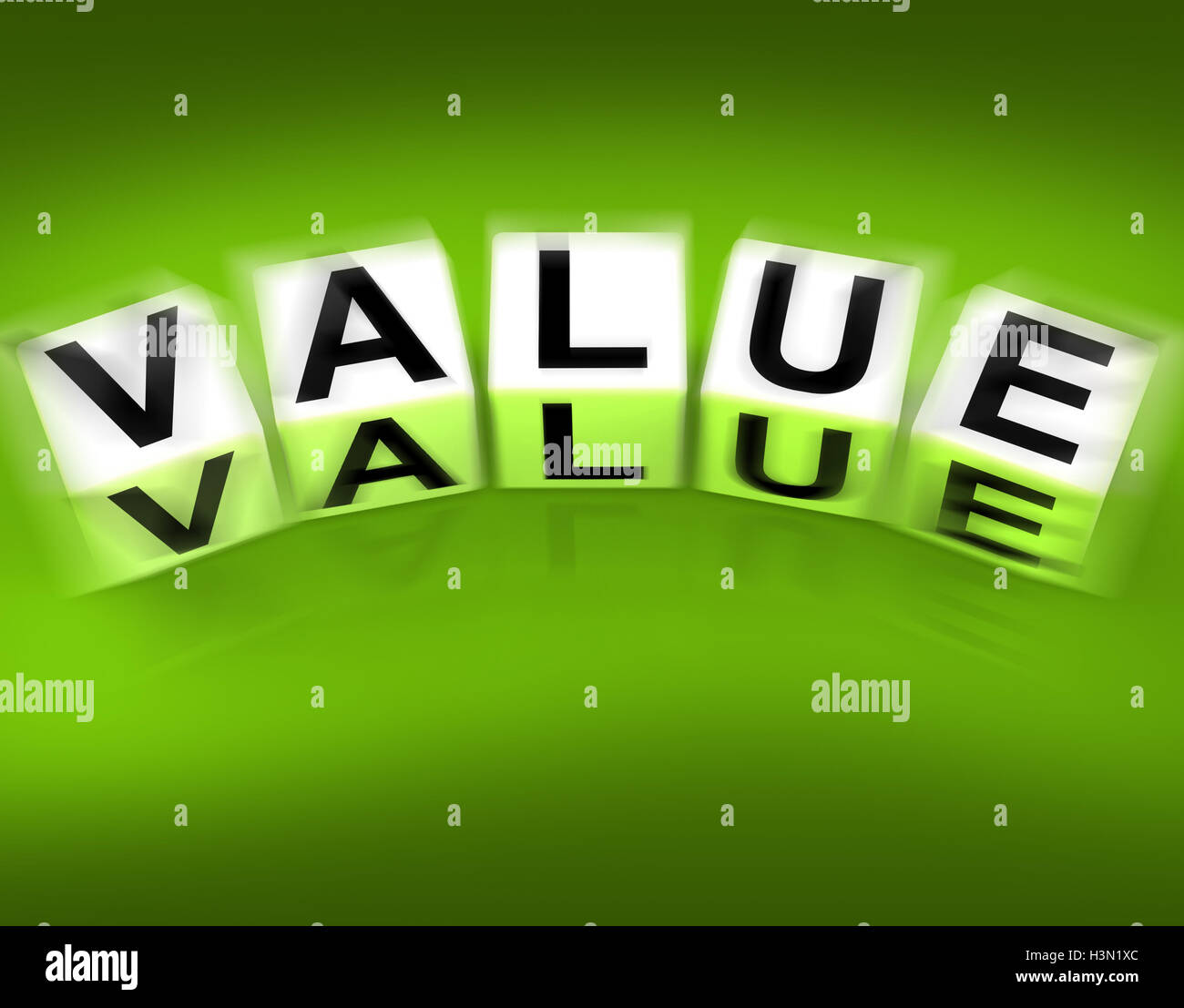 Blocchi valori di importanza visualizza il significato e il valore Foto Stock