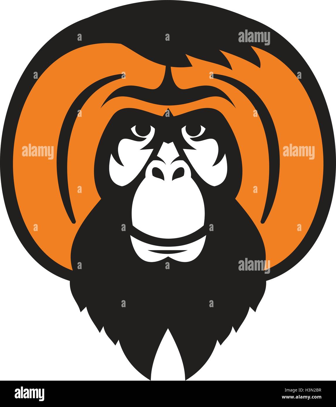 Illustrazione di un orangutan, orango, orangutang o orang-utang una specie asiatiche di extant grandi scimmie con la barba barba e capelli tussled visto dal lato anteriore impostato su isolato sfondo bianco fatto in stile retrò. Illustrazione Vettoriale