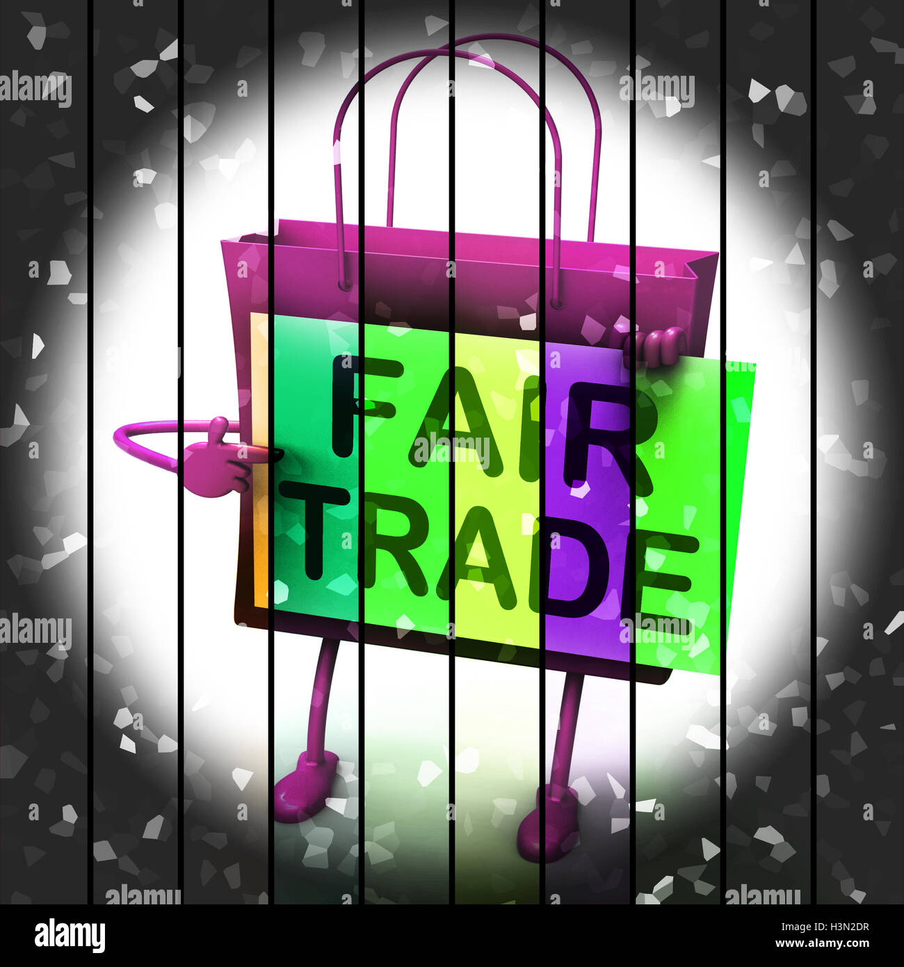 Il commercio equo e solidale Shopping Bag rappresenta la parità di offerte e di Exchange Foto Stock