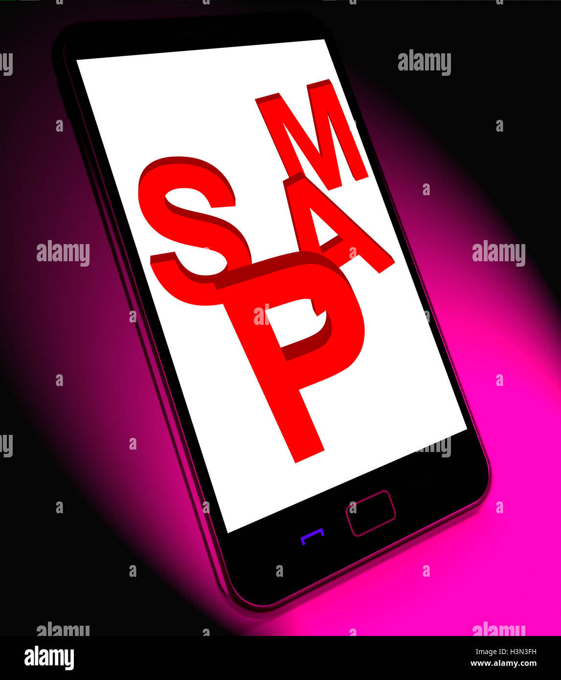 Lo spam sul Mobile mostra lo spamming indesiderati indesiderati e malware Foto Stock