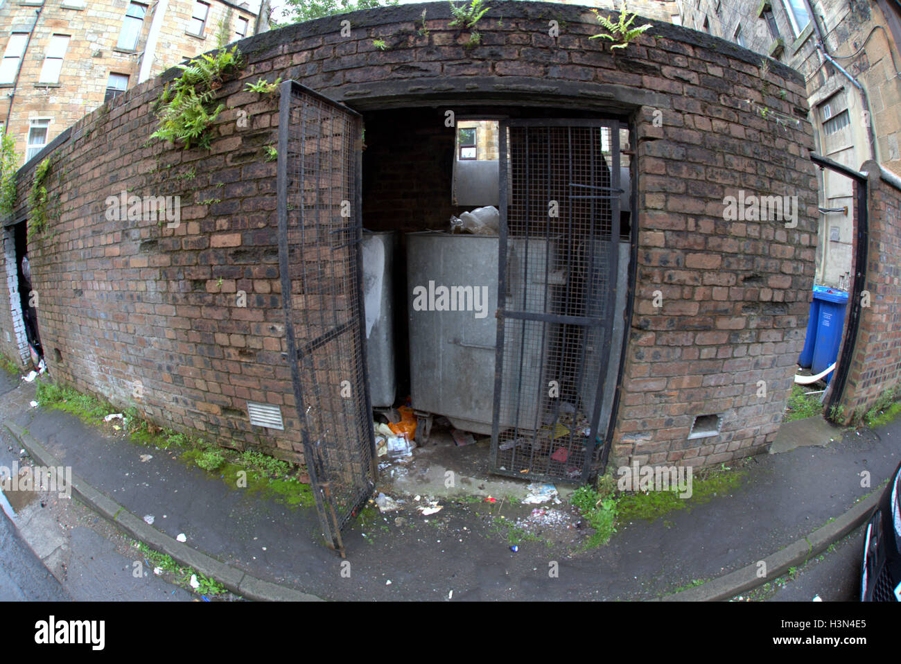 Glasgow tribunali ciottoli vicolo scene park circus area Foto Stock