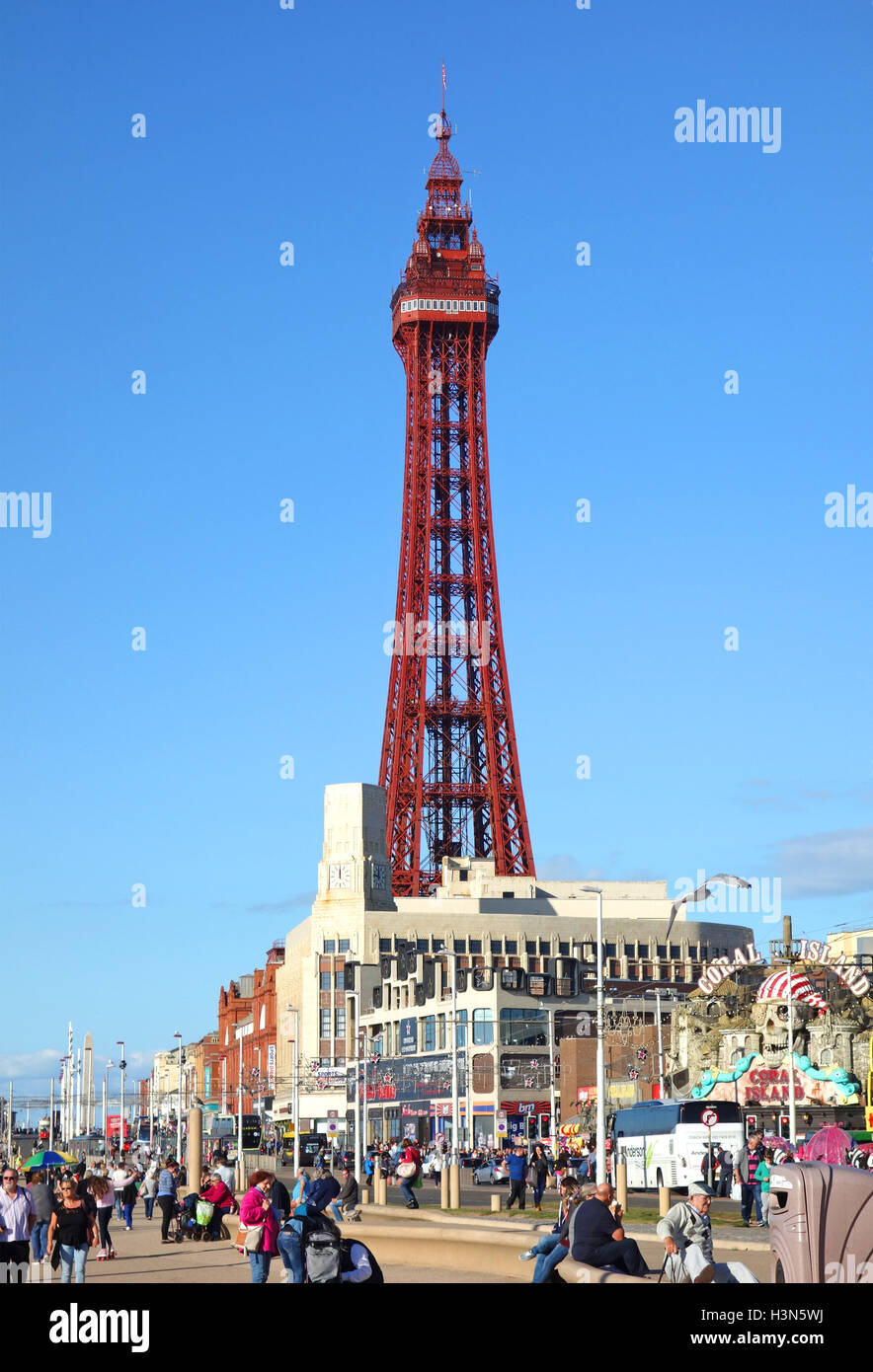 La famosa torre a Blackpool nel Lancashire, Inghilterra, Regno Unito Foto Stock