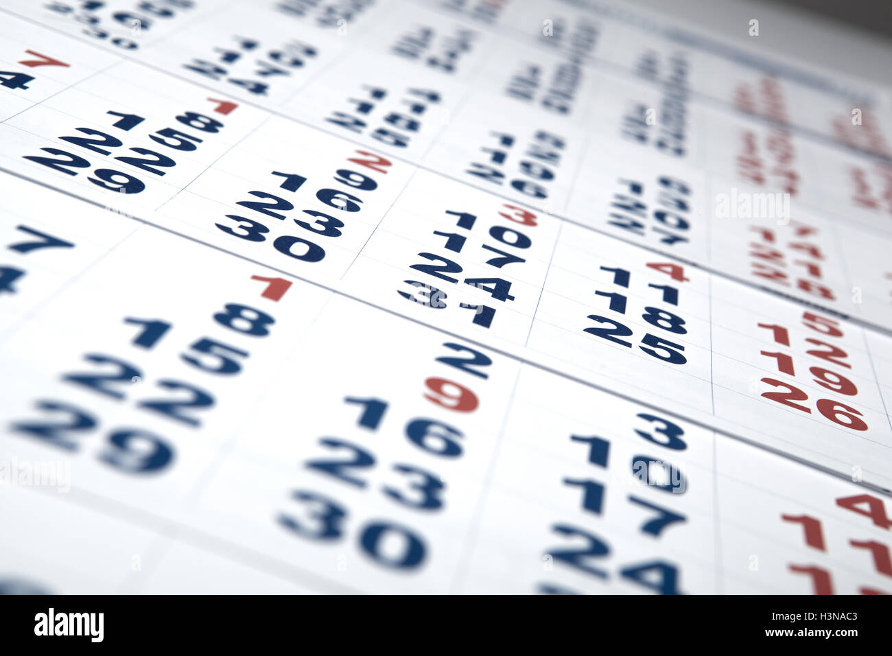 Fogli di calendario da parete con il numero di giorni Foto Stock