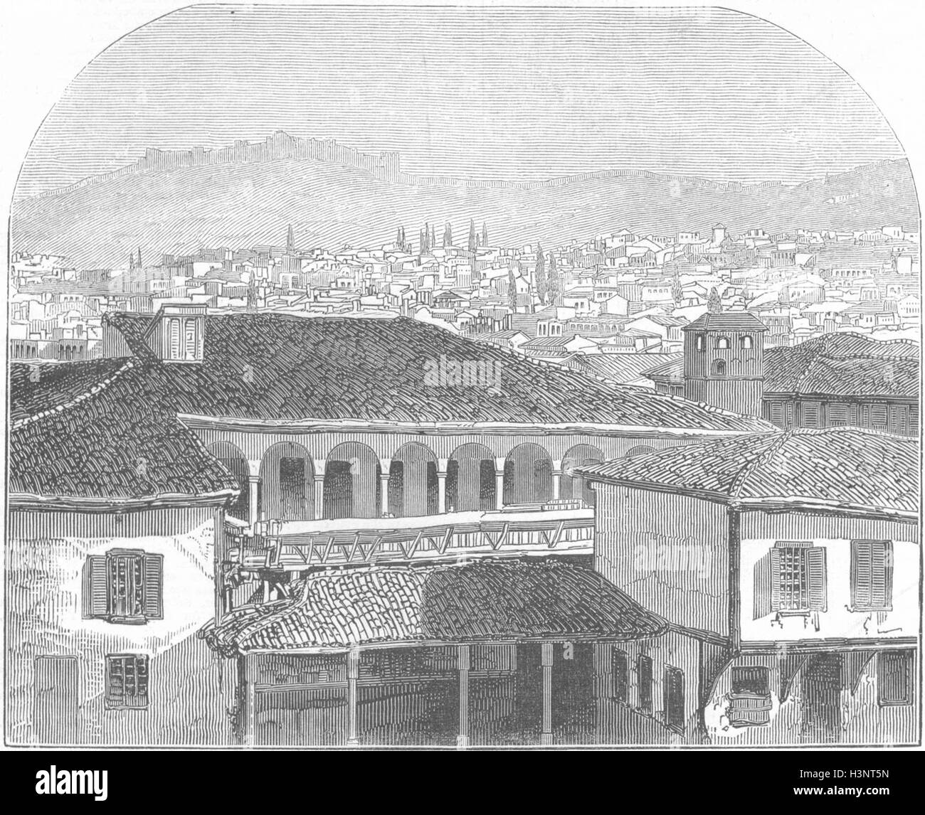 SMYRNA da daguerreotype, tetto della casa del governatore 1845. Illustrated London News Foto Stock