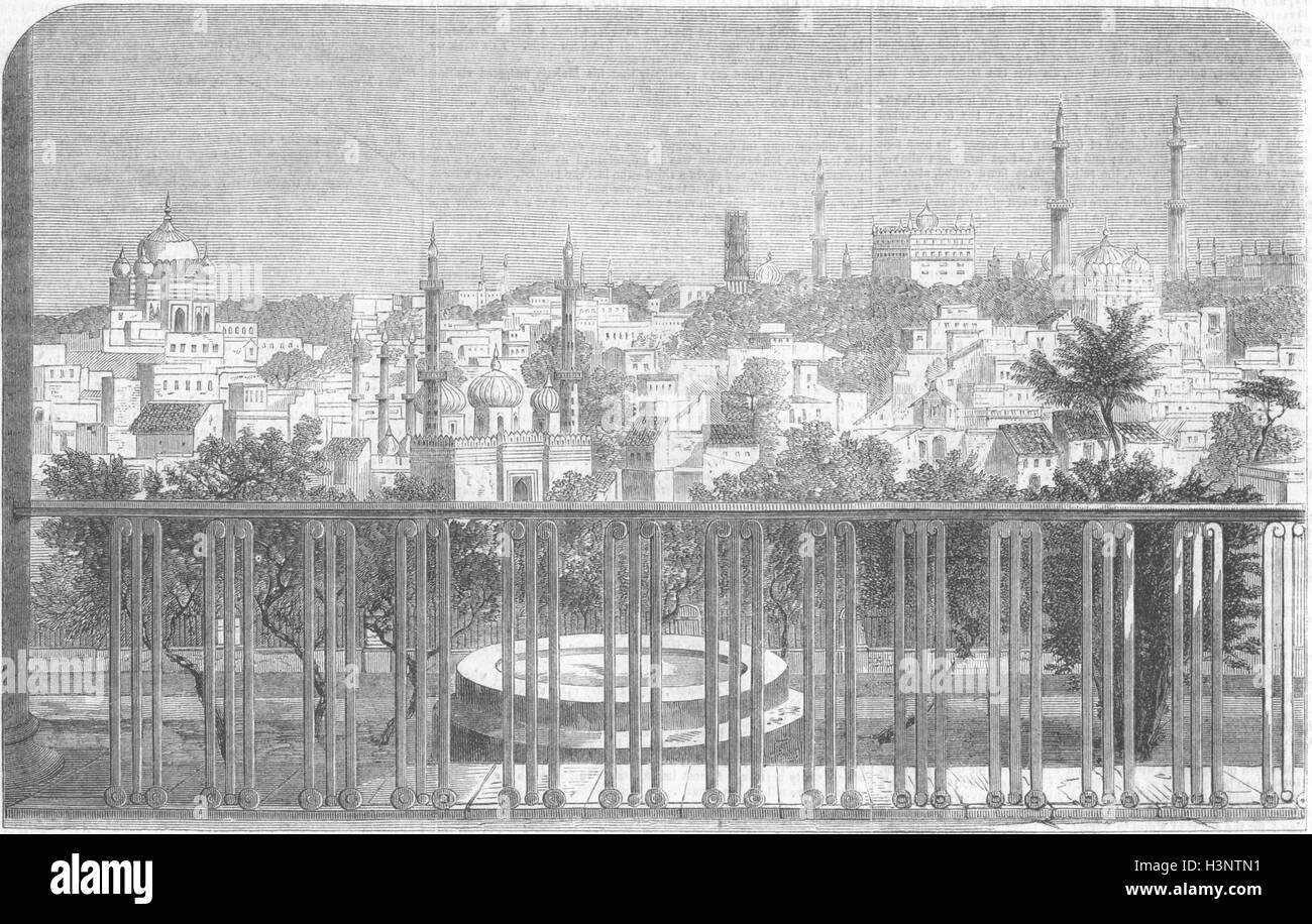 INDIA Lucknow, balcone del Residency 1858. Tempi illustrato Foto Stock