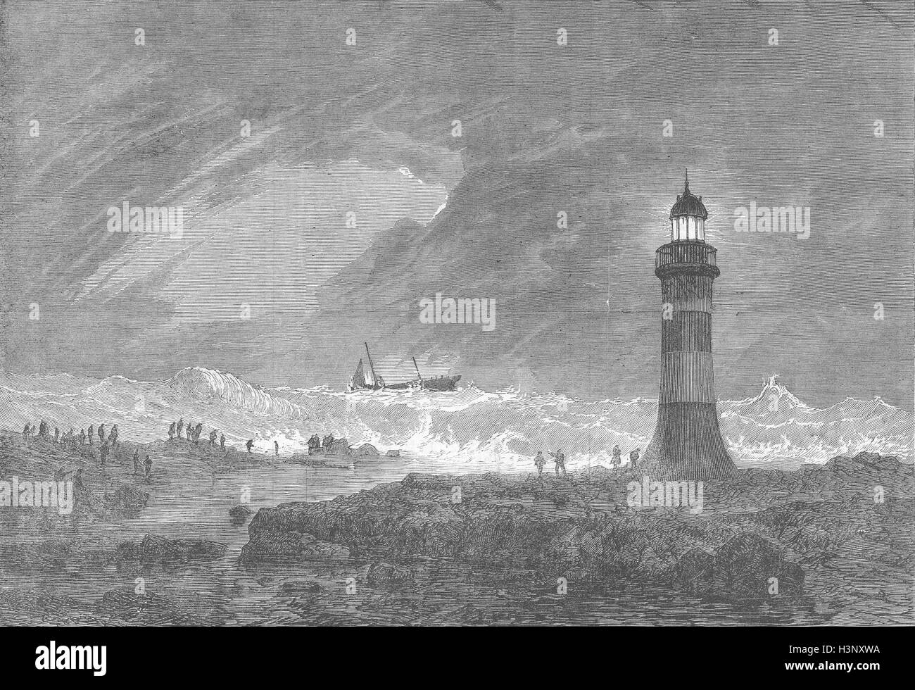 Capo di Buona Speranza relitto mail-nave Atene Table Bay 1865. Illustrated London News Foto Stock