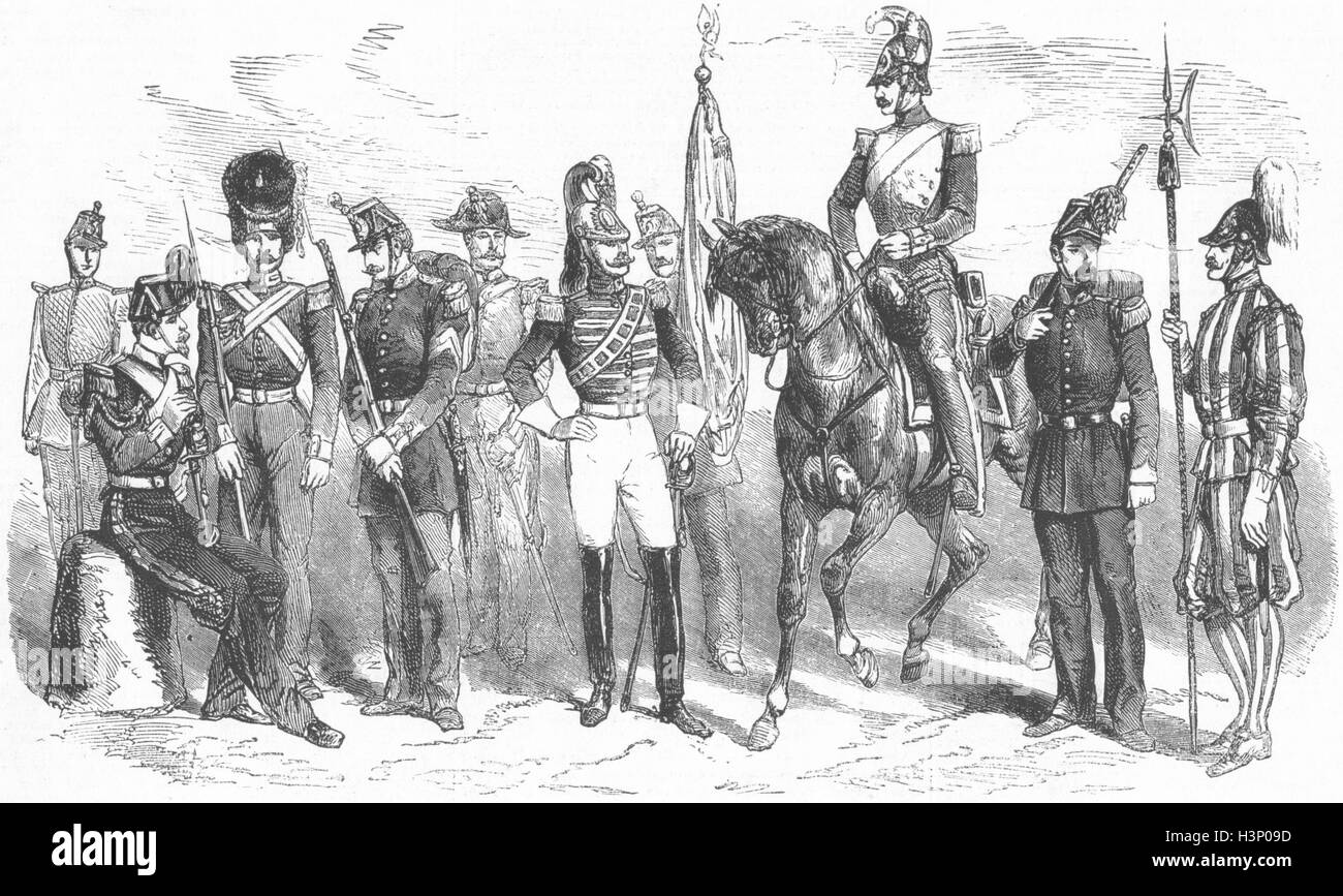 Roma uniformi, truppe dell esercito Papa Palatino, Patrizio 1860. Illustrato News del mondo Foto Stock