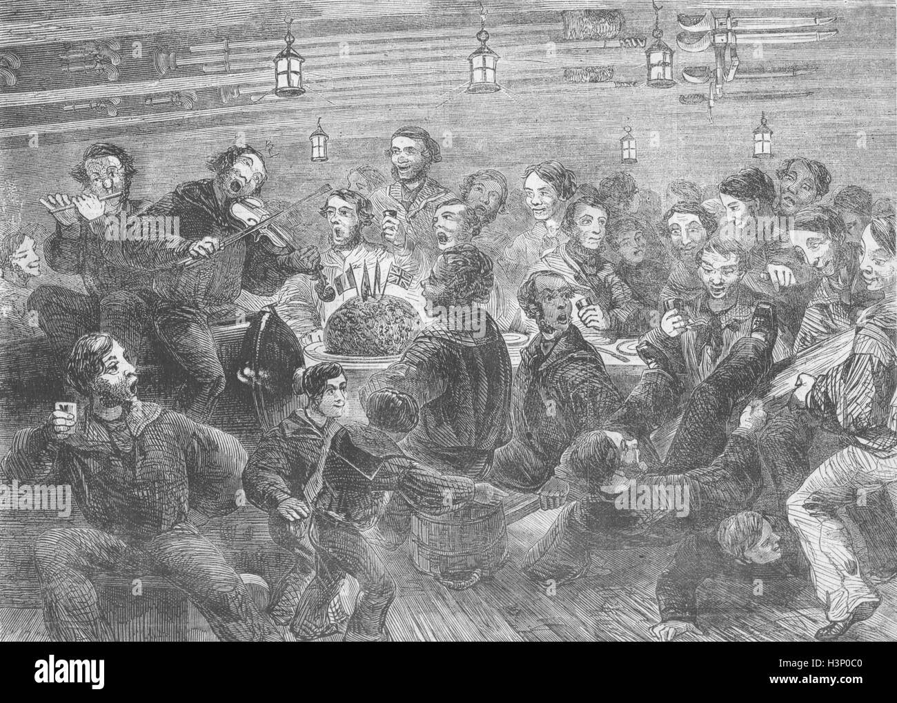 Natale in mare-Jack's pasticcio 1855. Tempi illustrato Foto Stock