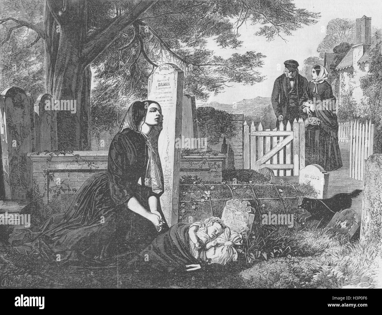 Cimiteri di ritorno Wanderer 1855. Tempi illustrato Foto Stock