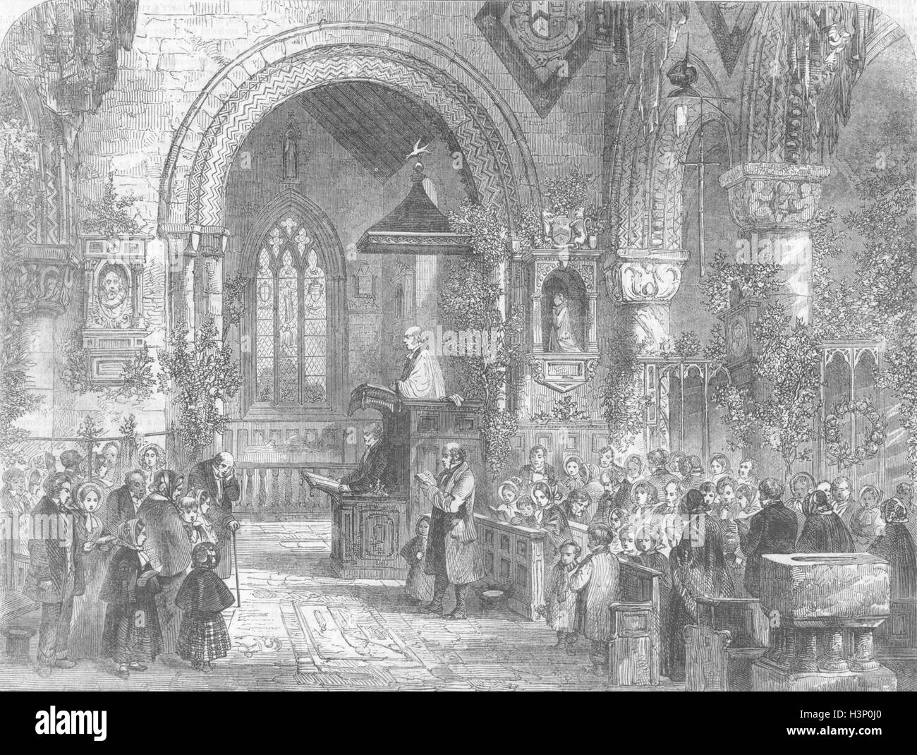 Chiese Chiesa di campagna, la mattina del giorno di Natale 1856. Tempi illustrato Foto Stock