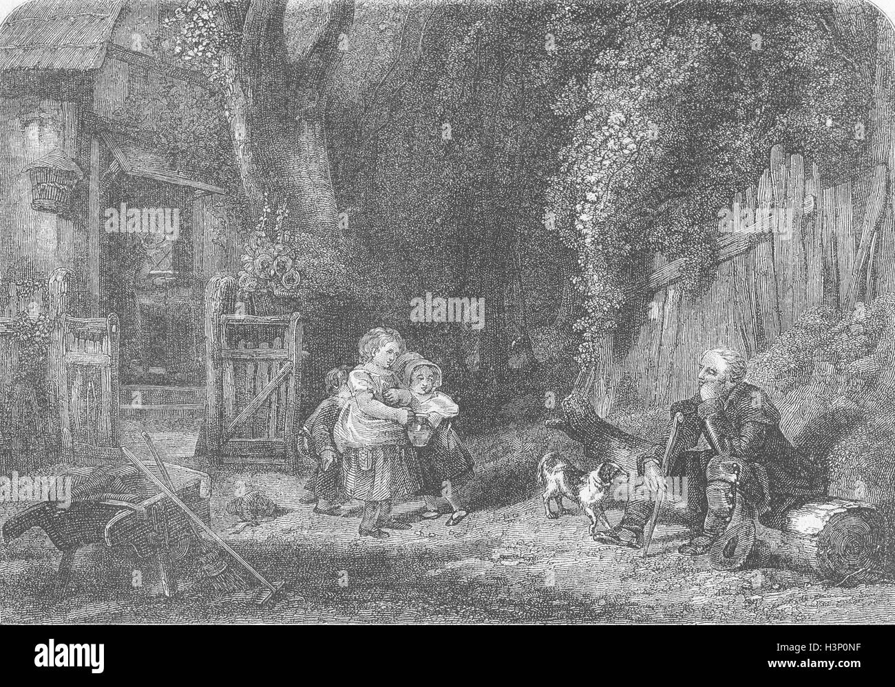 Famiglia ospitalità rustica 1857. Tempi illustrato Foto Stock