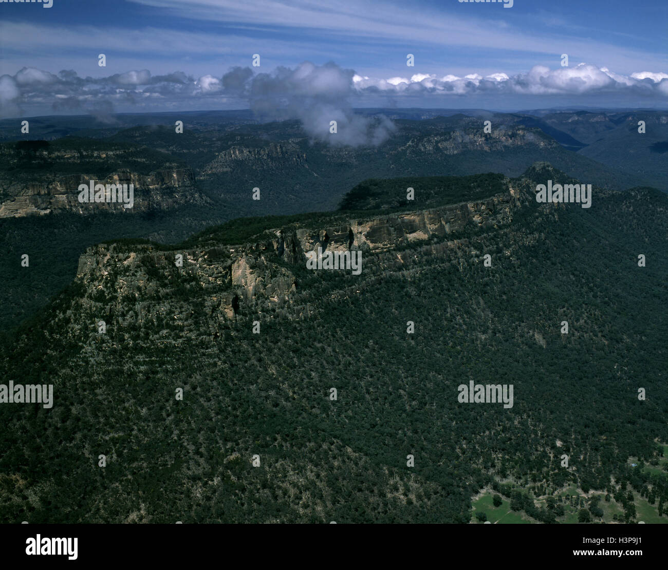 Glen Davis area con vista verso sud per il Parco Nazionale Blue Mountains Foto Stock