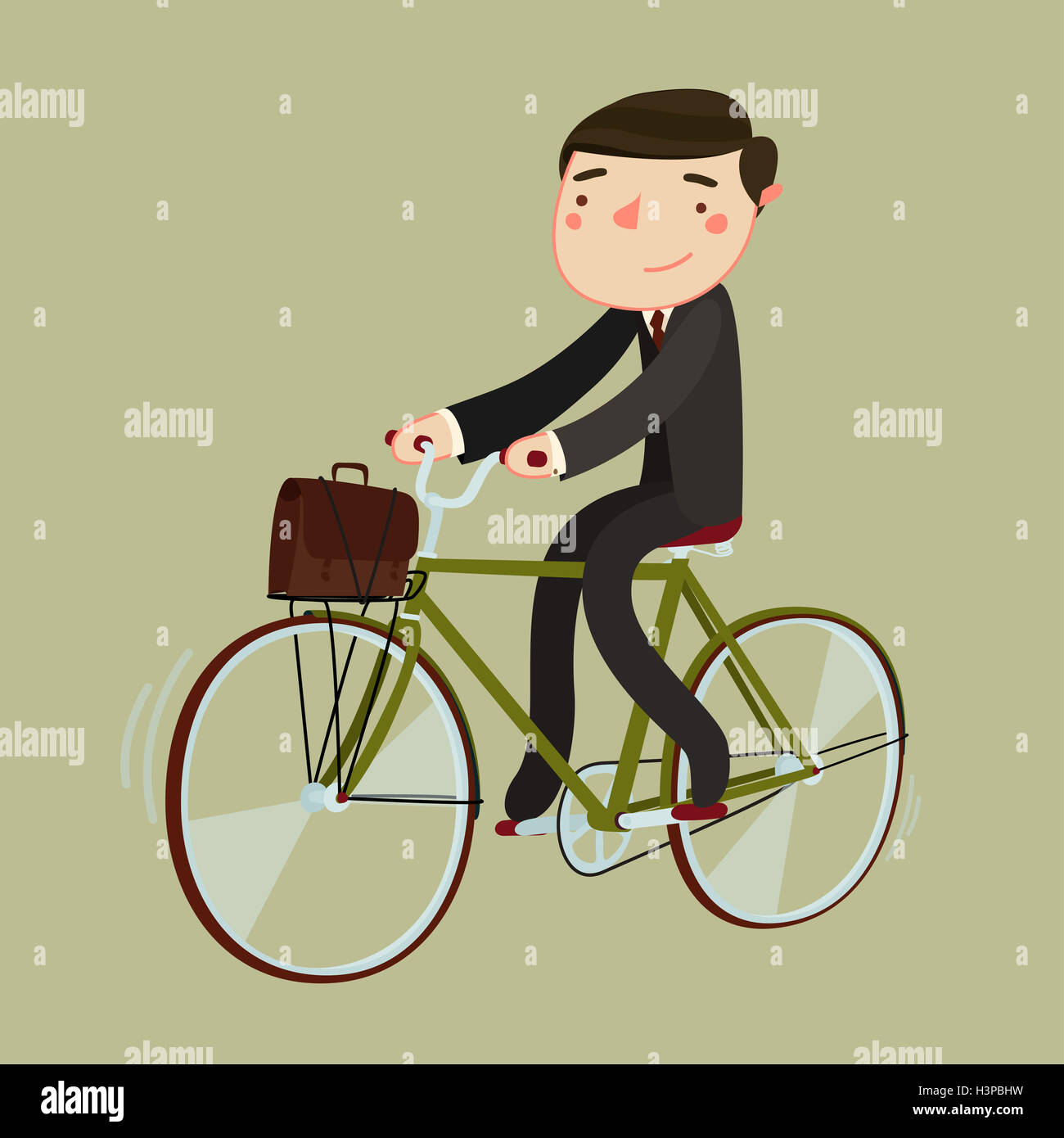 Bici al lavoro. l uomo nella suite e con valigetta in sella ad una  bicicletta. illustrazione vettoriale Foto stock - Alamy