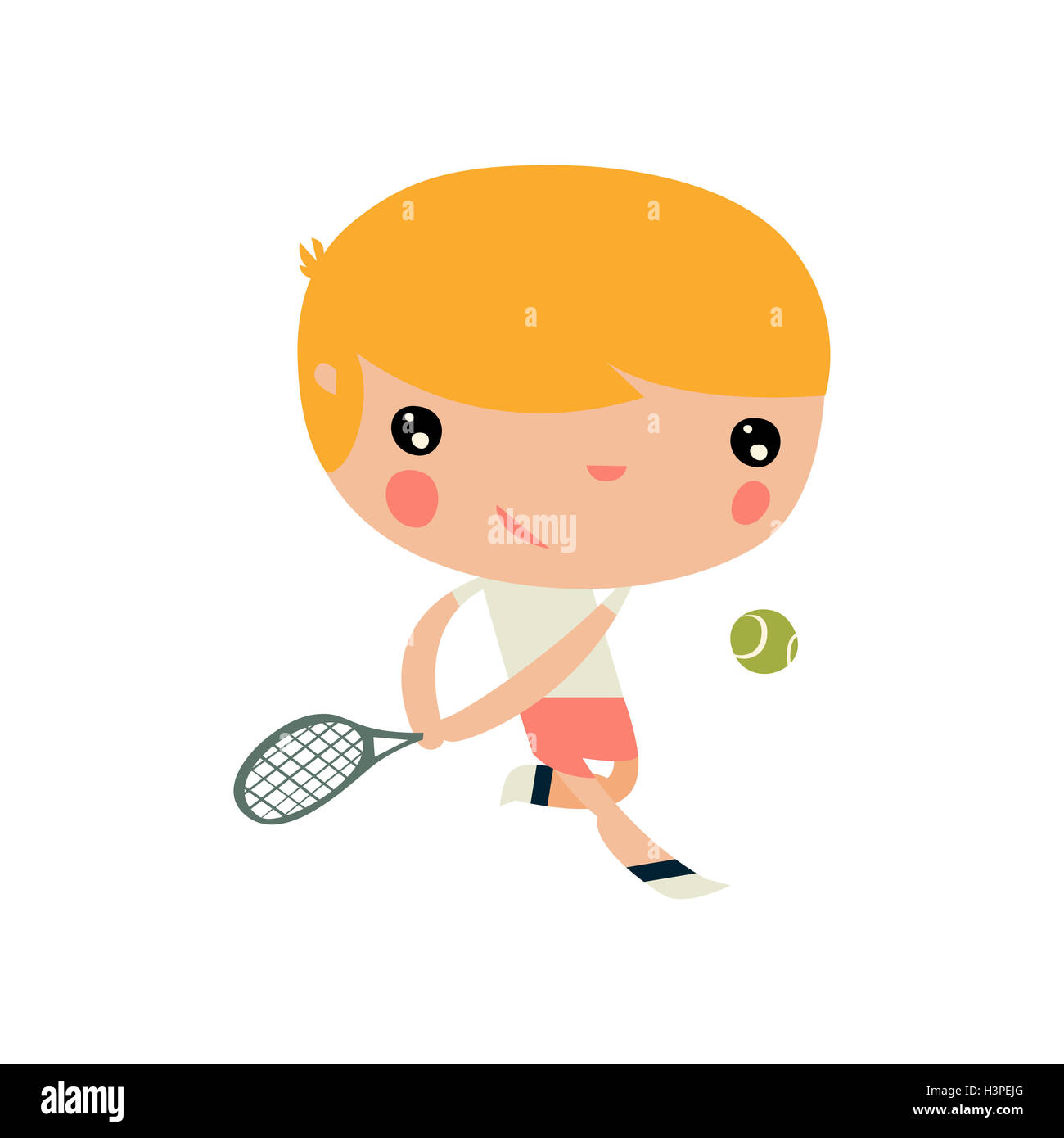 Giocatore di tennis ragazzo simpatico carattere sportivo. Foto Stock