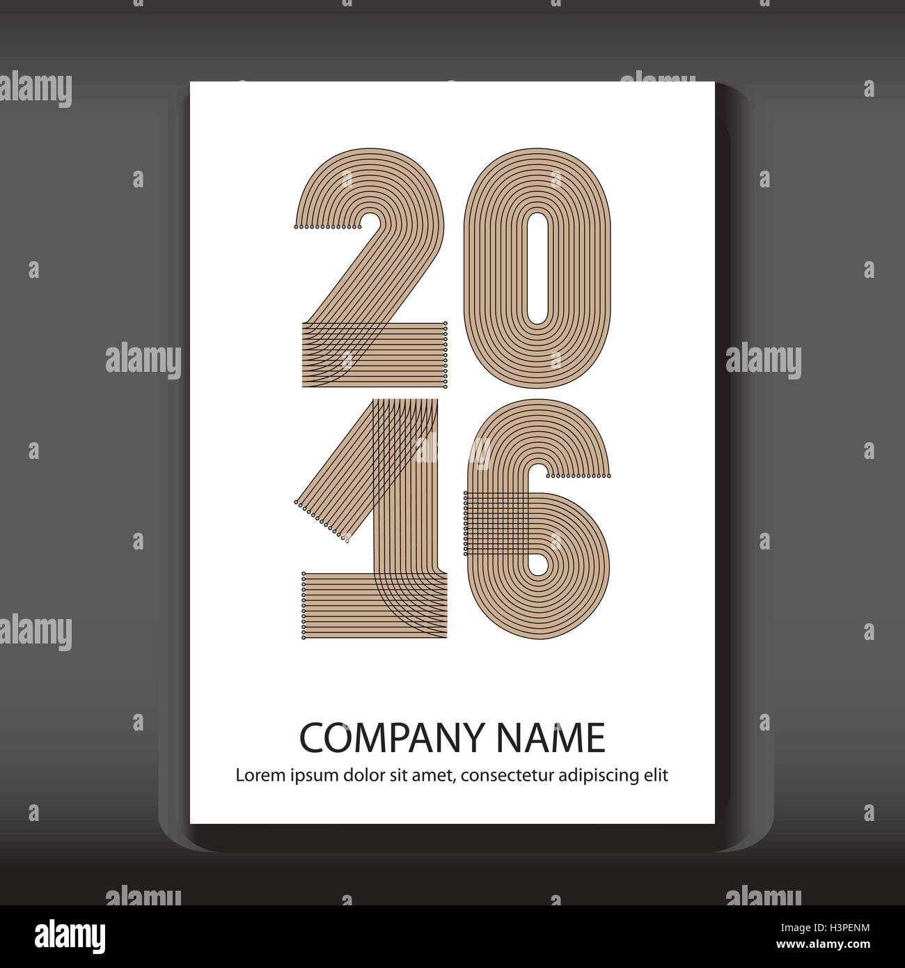 Coperchio Relazione annuale i numeri 2016, design moderno su sfondo blu, anno 2016 in linee sottili strisce minimalista, numeri scritti Illustrazione Vettoriale