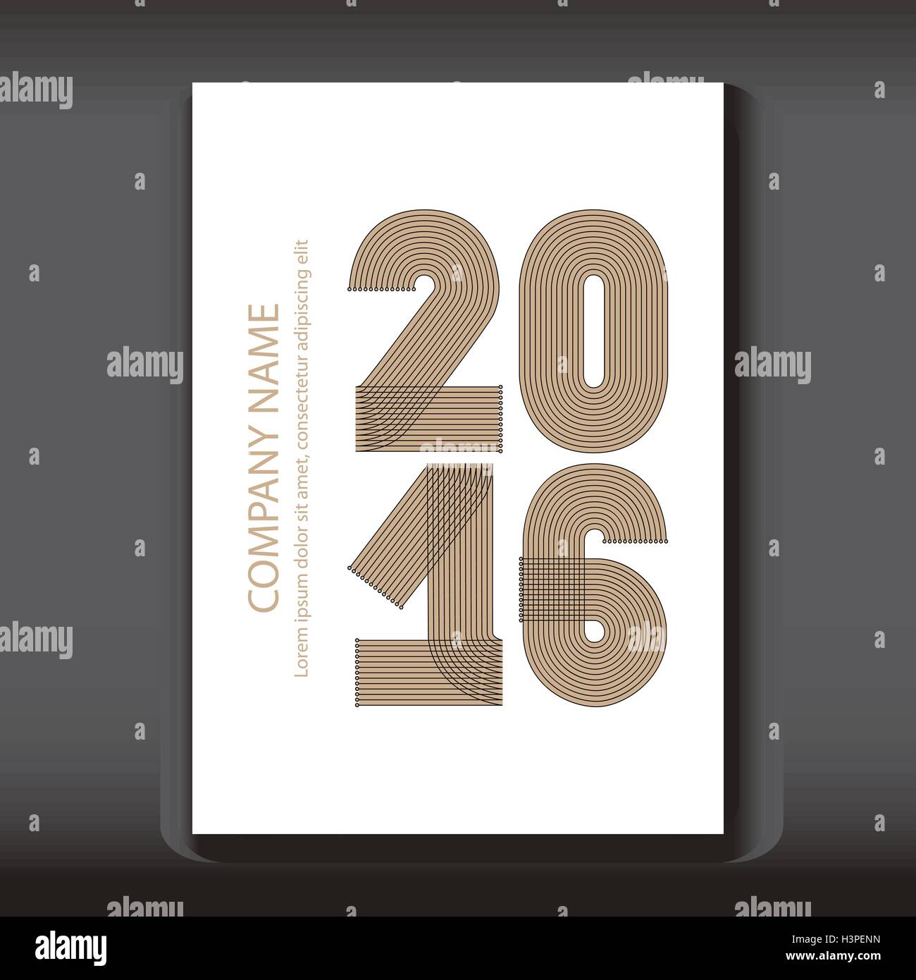 Coperchio Relazione annuale i numeri 2016, design moderno su sfondo blu, anno 2016 in linee sottili strisce minimalista, numeri scritti Illustrazione Vettoriale