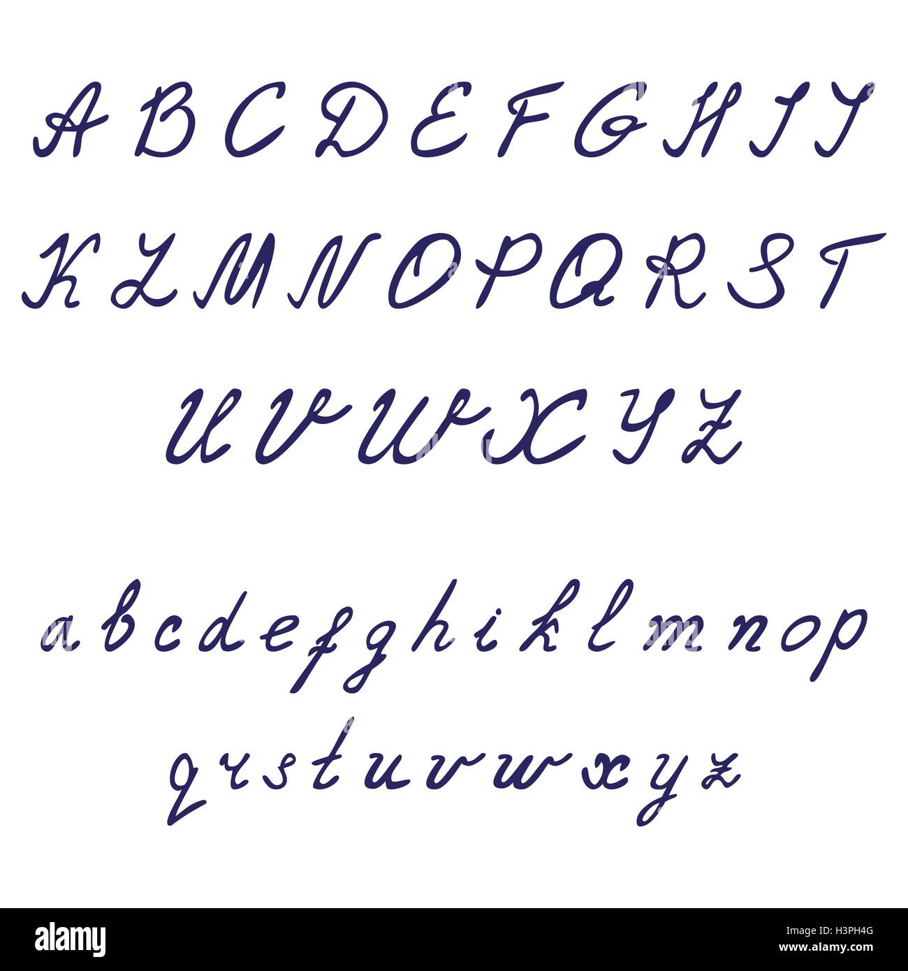 Disegnato a mano font calligrafico. Sottile vettore corsivo su sfondo  bianco. Le lettere maiuscole e minuscole Immagine e Vettoriale - Alamy