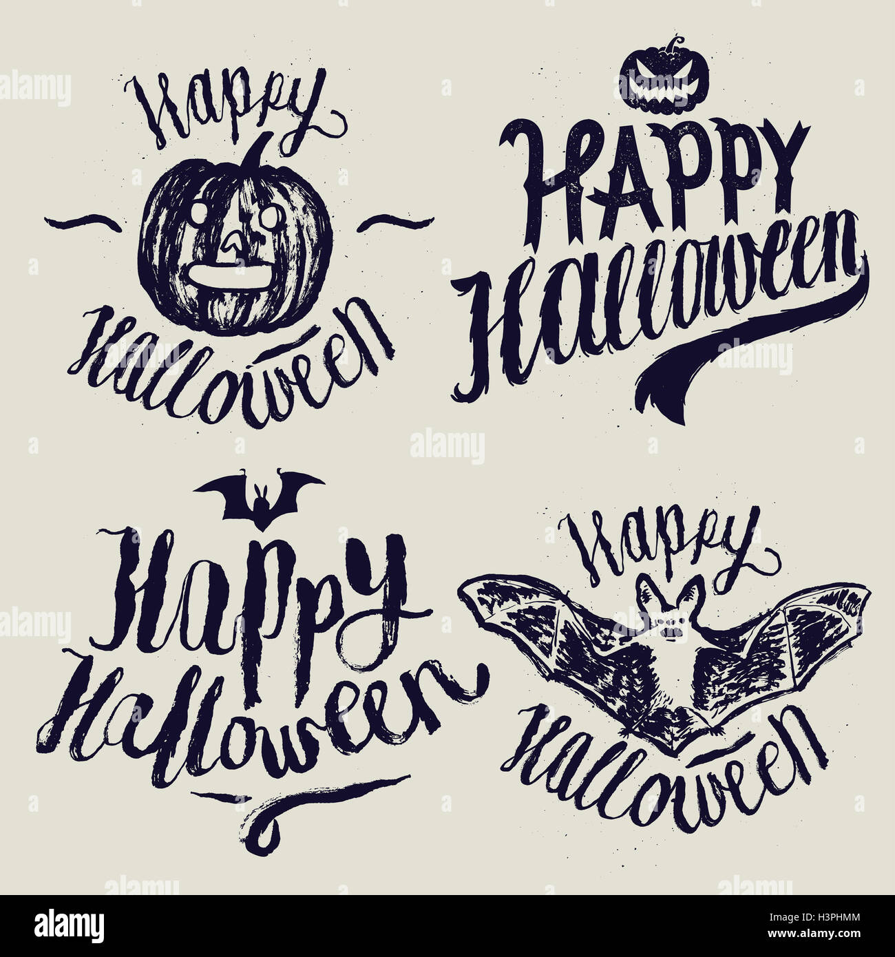La calligrafia di halloween segno. vettore set. Foto Stock