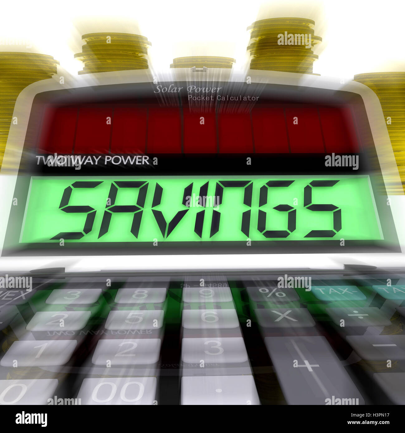 Calcolate il risparmio mostra accantonare riserve finanziarie Foto Stock