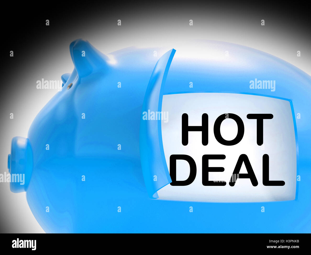 Hot Deal Salvadanaio messaggio significa miglior prezzo e qualità Foto Stock