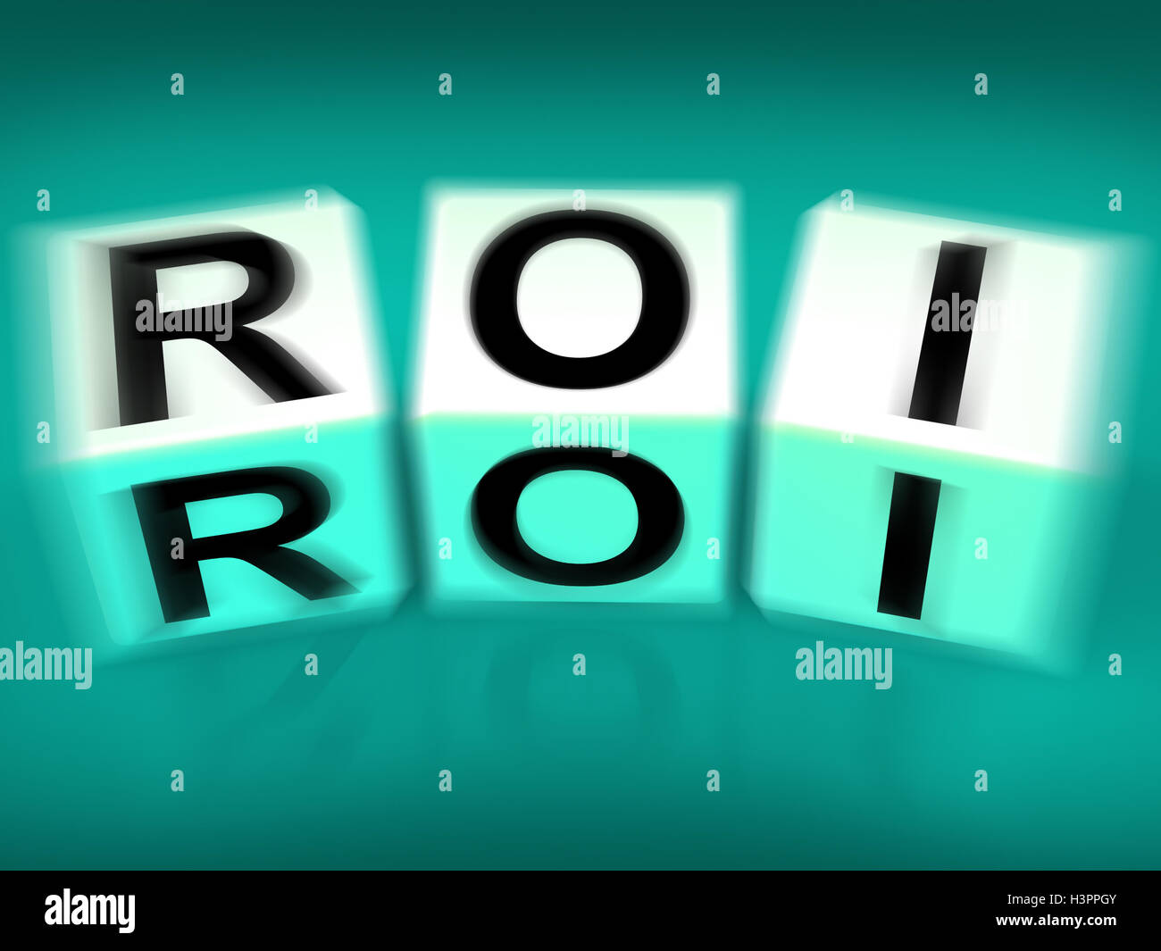 Blocchi di ROI finanziario Visualizza il ritorno sugli investimenti Foto Stock