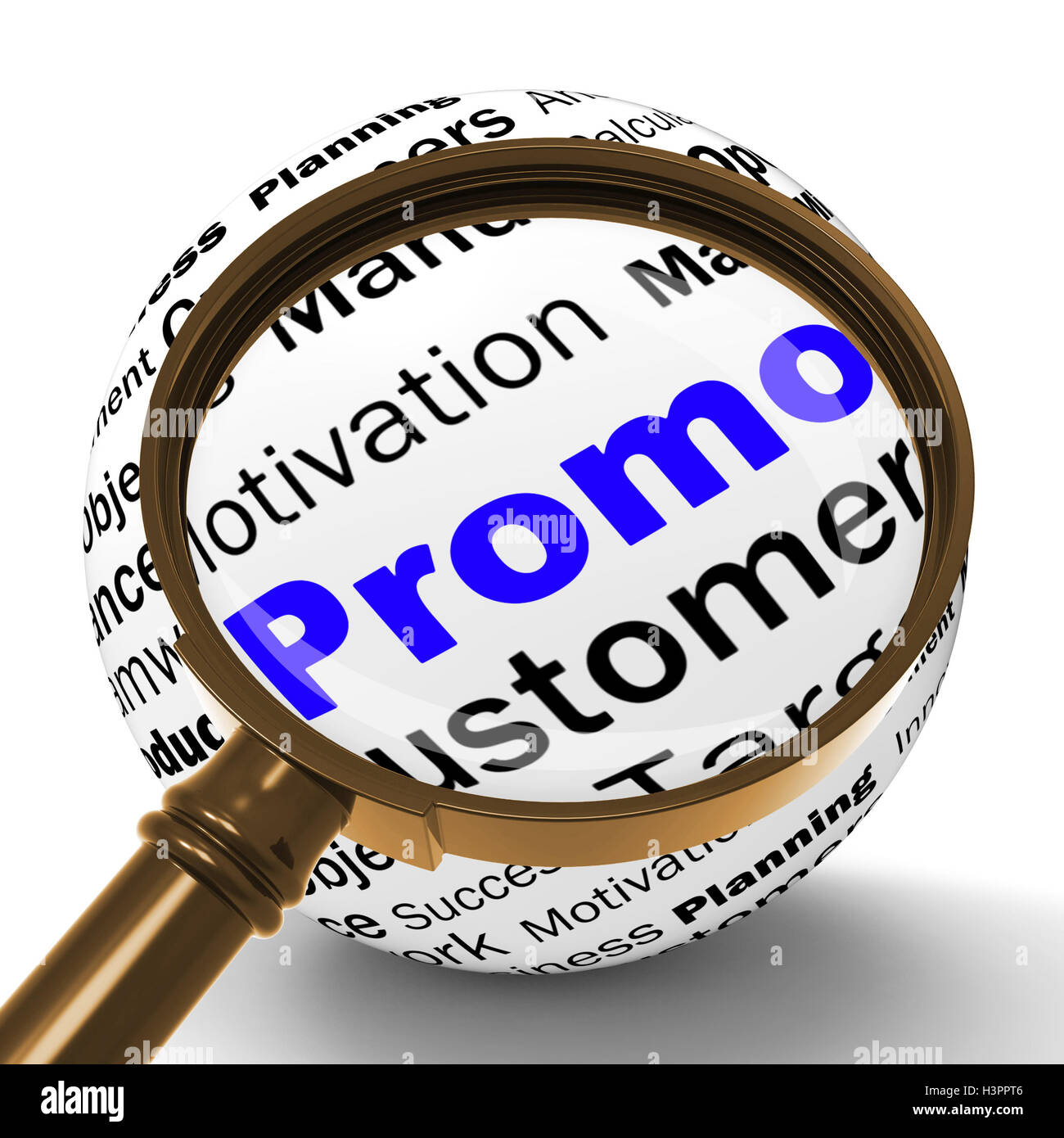 Lente di ingrandimento di promo definizione mostra prezzi ridotti e disco speciale Foto Stock