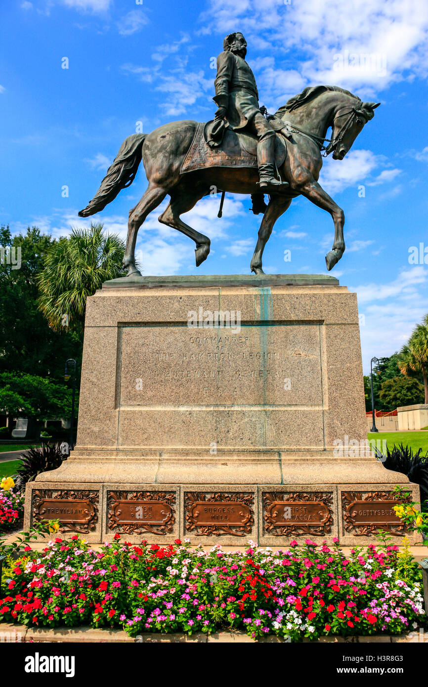 Statuto dedicata a Wade Hampton al di fuori dello Stato Capitol Building a Columbia nella Carolina del Sud. Foto Stock