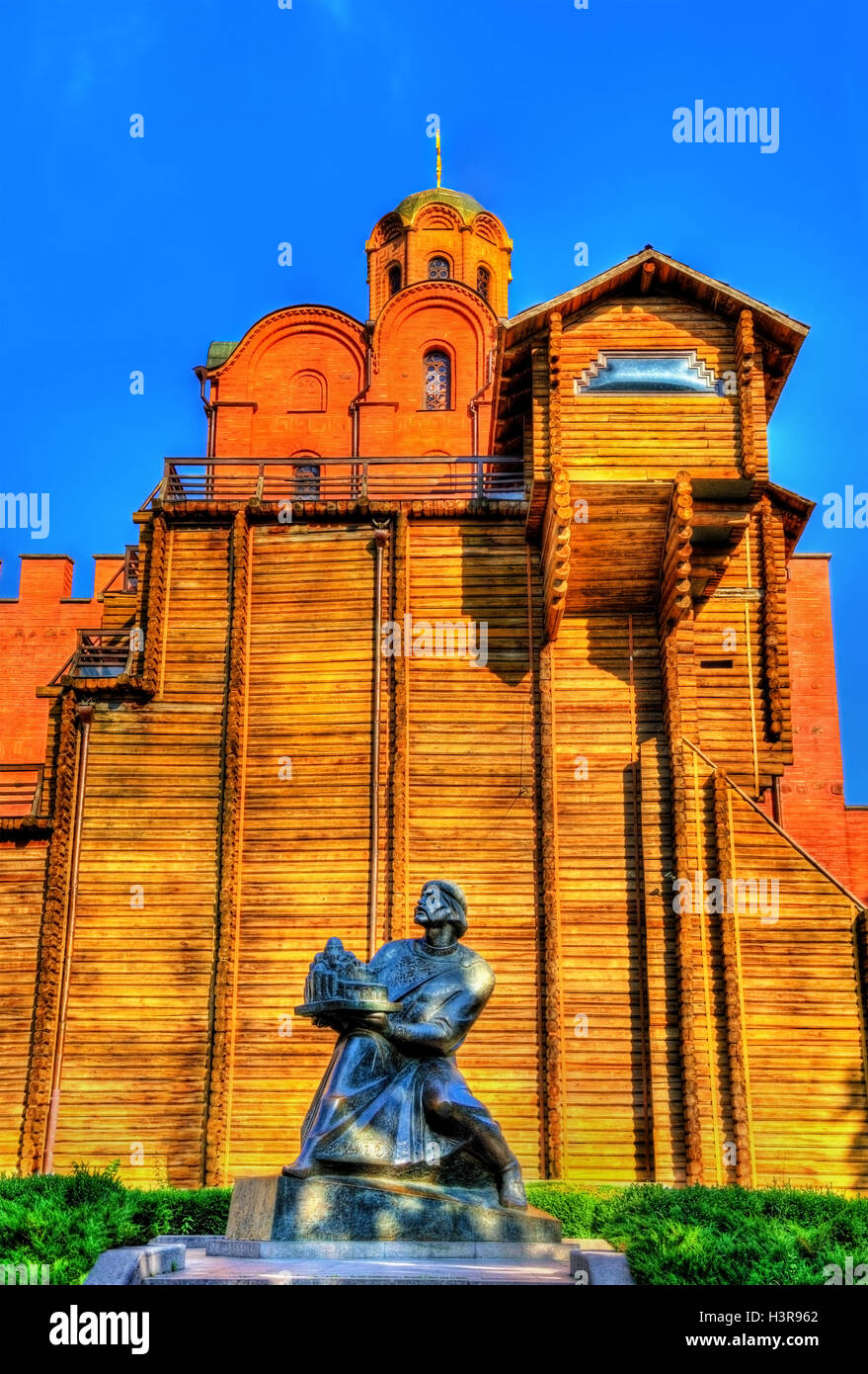 Yaroslav il Saggio monumento e il Golden Gate di Kiev - Ucraina Foto Stock