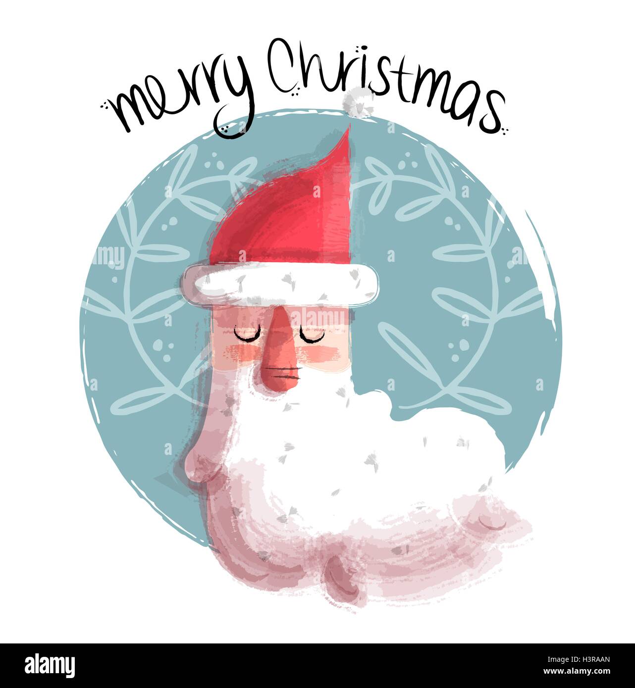 Carino disegnato a mano illustrazione di Natale di santa claus faccia sulla decorazione ornamentale sfondo. EPS10 vettore. Illustrazione Vettoriale