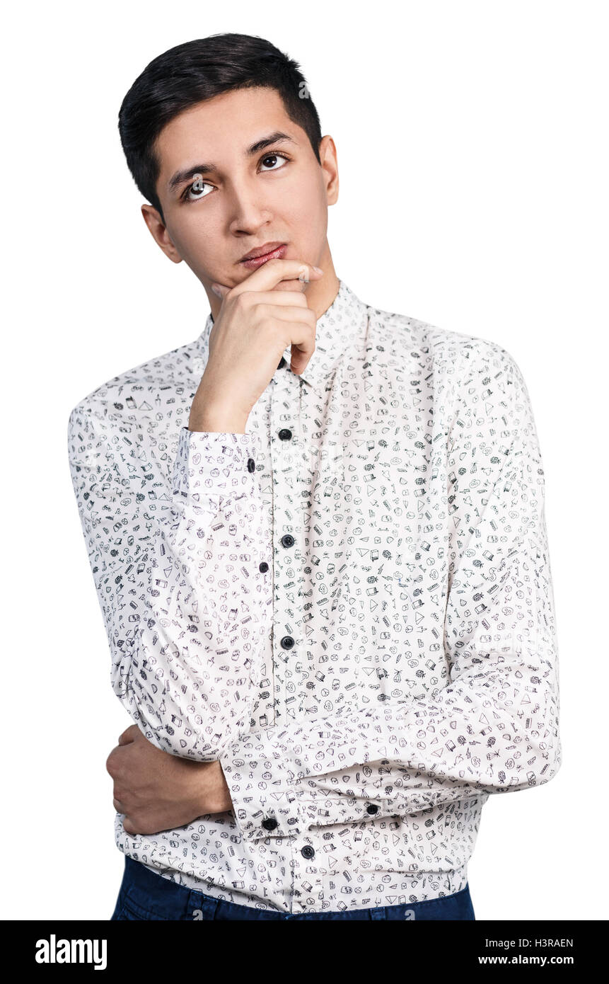 Bel giovane uomo pensieroso Foto Stock