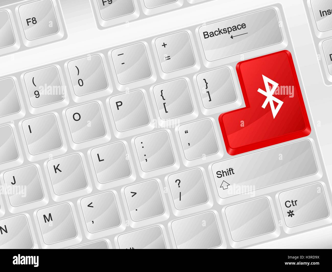 Calcolatore bianco tastiera simbolo bluetooth. Illustrazione Vettoriale. Illustrazione Vettoriale