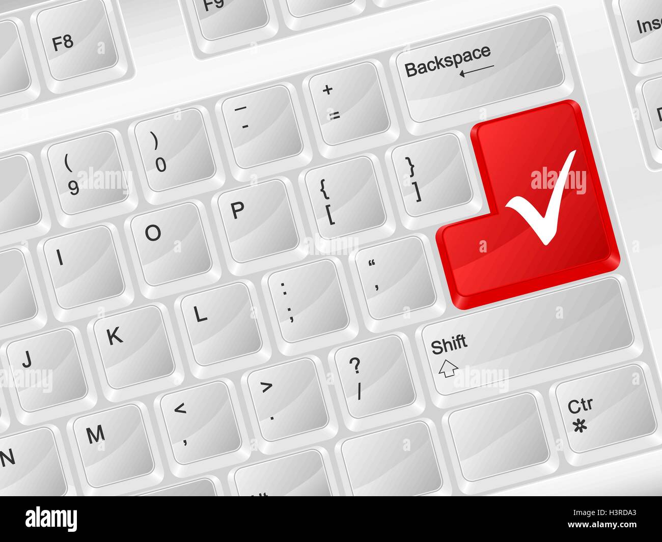 Calcolatore bianco tastiera verificare il simbolo. Illustrazione Vettoriale. Illustrazione Vettoriale