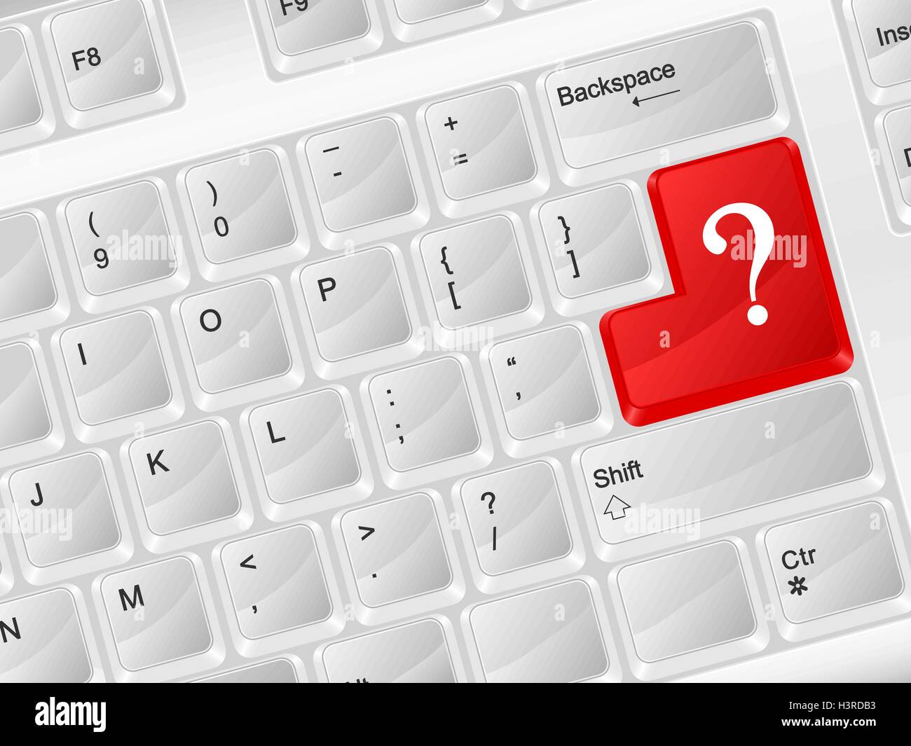 Calcolatore bianco tastiera questione simbolo. Illustrazione Vettoriale. Illustrazione Vettoriale