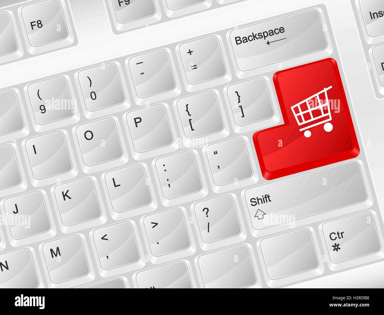 Calcolatore bianco tastiera simbolo dello shopping. Illustrazione Vettoriale. Illustrazione Vettoriale