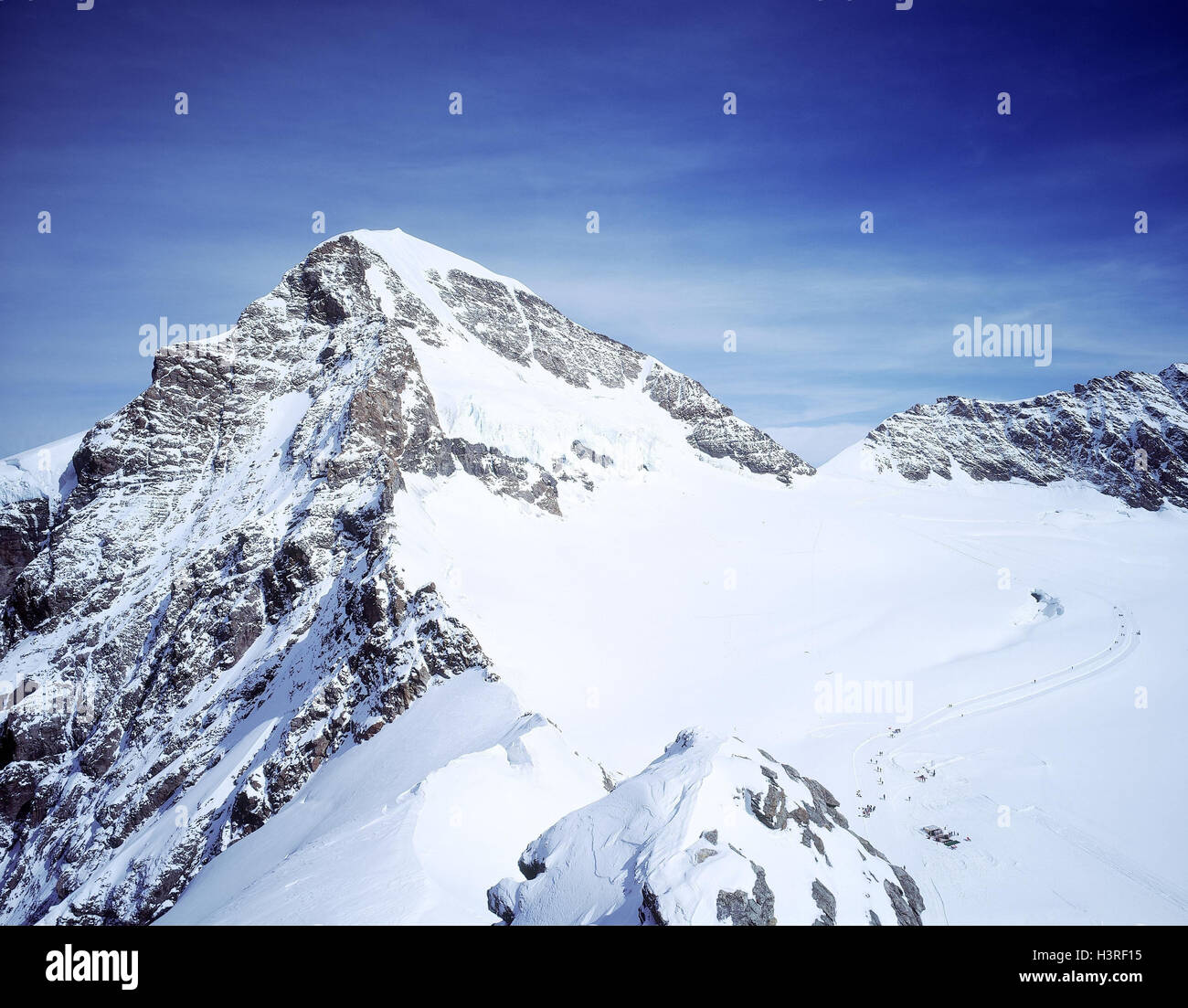 La Svizzera, l'Oberland Bernese, Eiger north face, ghiacciaio Eiger, Europa, paesaggio di montagna, montagne, montagne, Hochgebirge, montagna, barre di parete, 1800 m, la neve, freddo Foto Stock