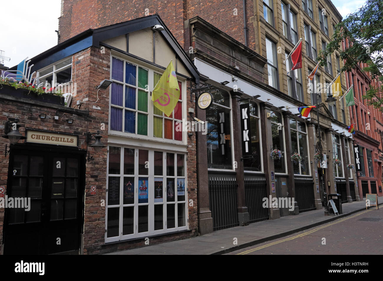 Churchills,Kiki,Canal St Gay Village,Manchester, Inghilterra Foto Stock