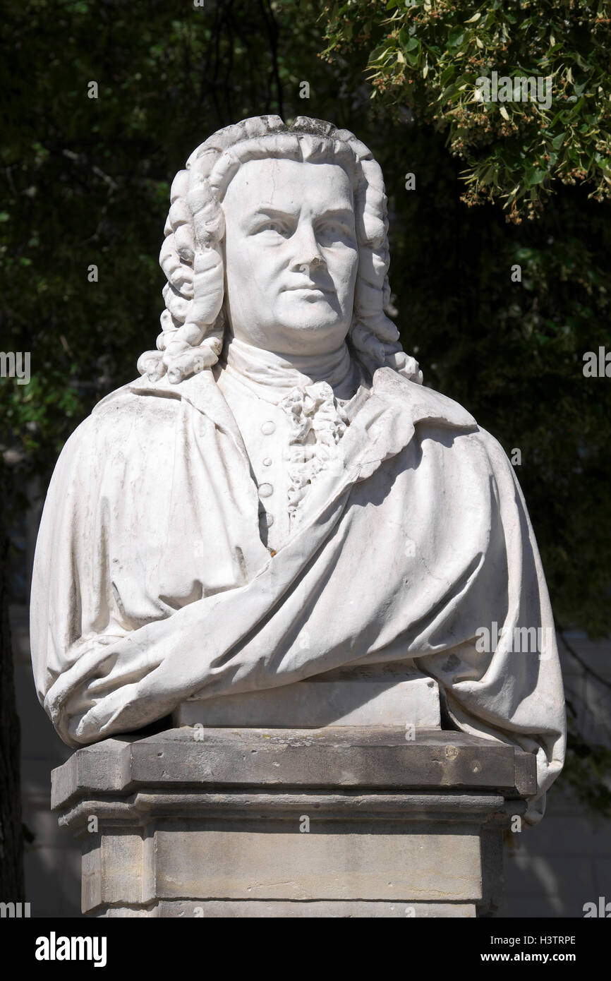 Monumento al compositore e musicista Johann Sebastian Bach, Köthen, Sassonia-Anhalt, Germania Foto Stock