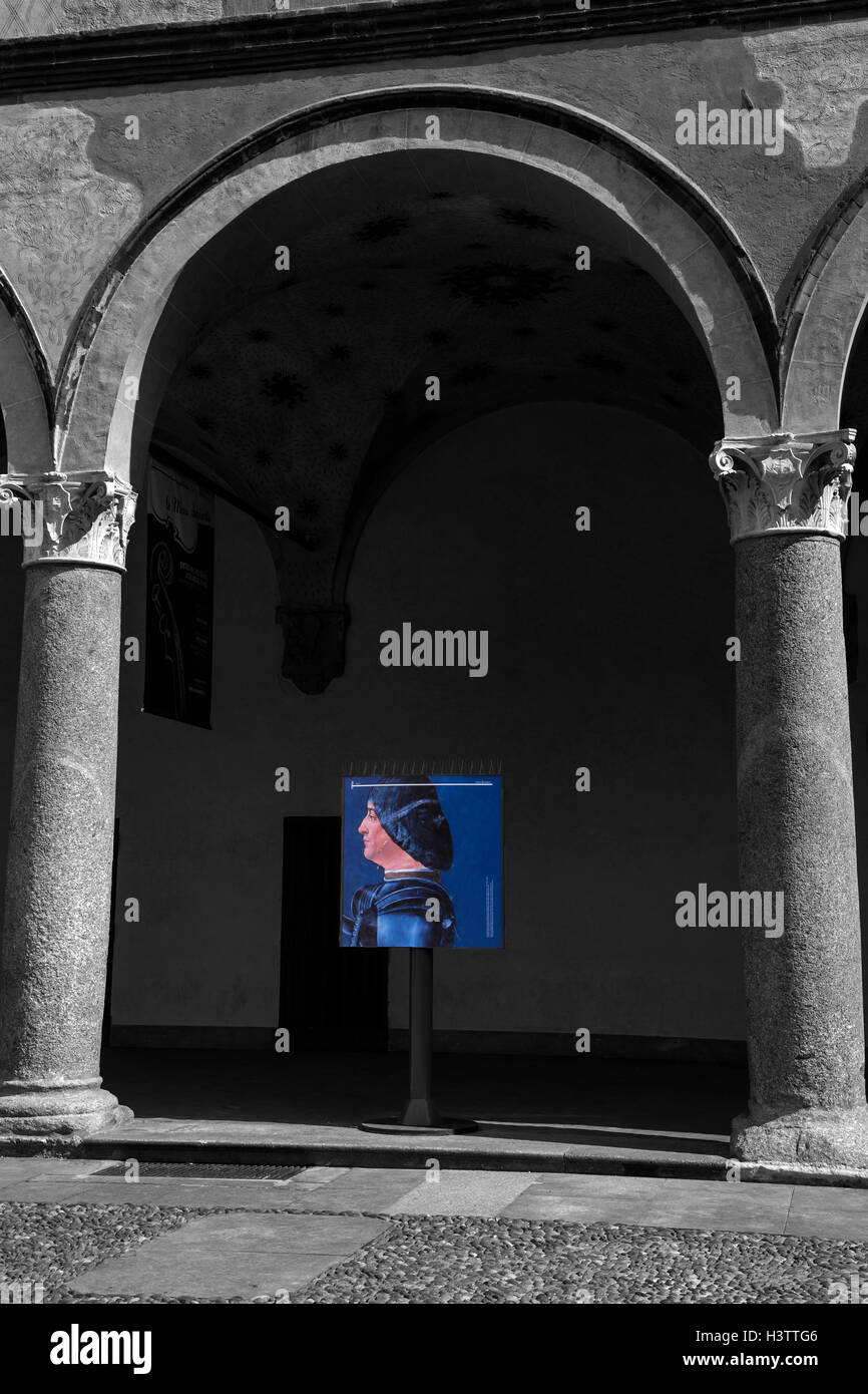 Castello Sforzesco, gli archi e le immagini d'arte, Milano, Italia, Europa Foto Stock