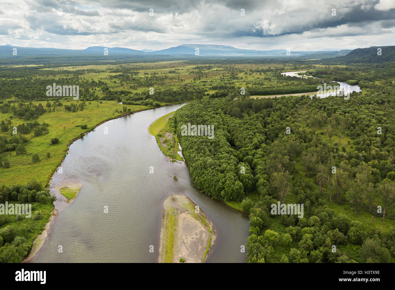 Fiume Zhupanova. Kronotsky Riserva Naturale sulla penisola di Kamchatka. Foto Stock