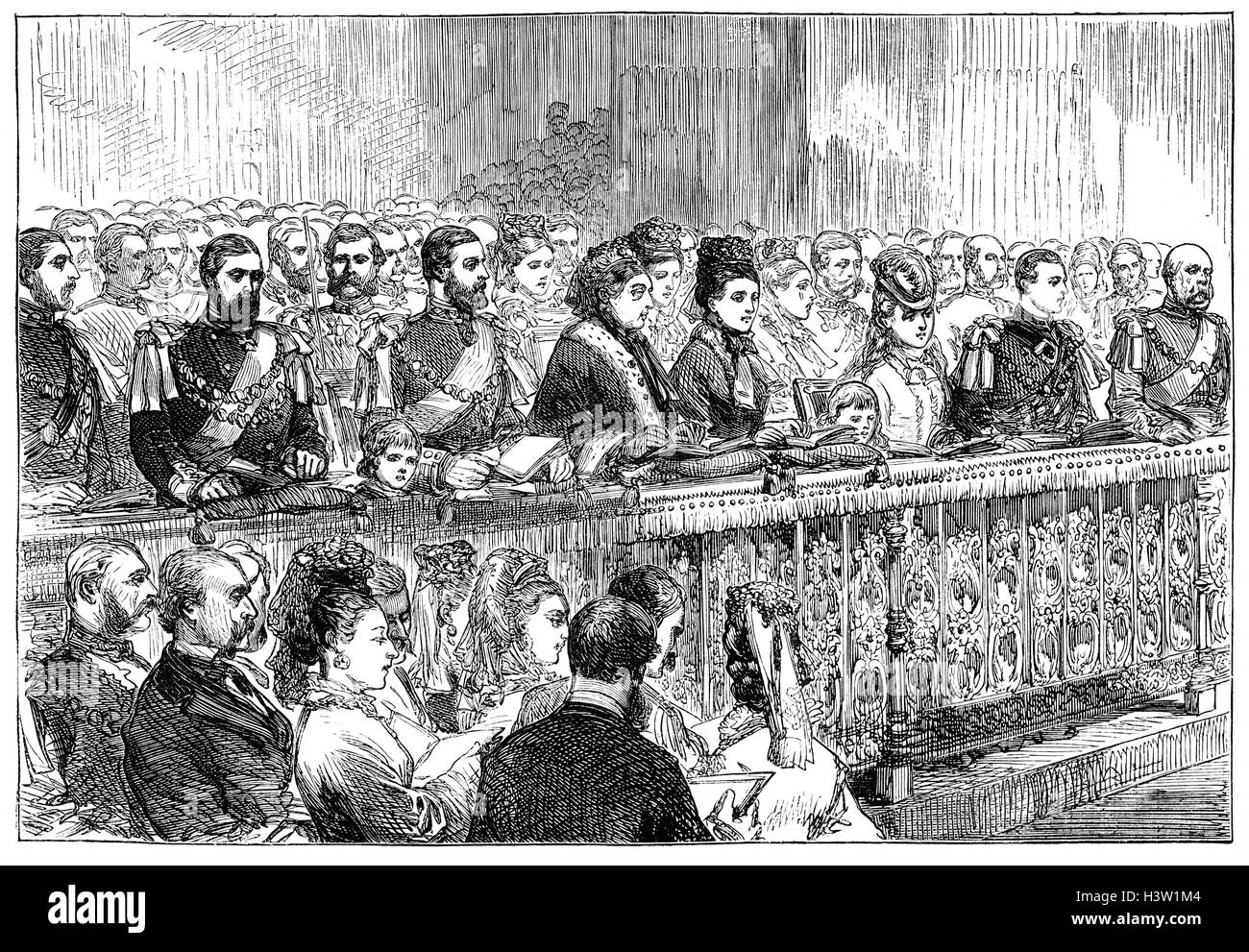 Servizio di ringraziamento nel 1871 per il recupero del Principe di Galles da tifo nella Cattedrale di St Paul, Londra, frequentato da sua madre regina Victoria. Foto Stock